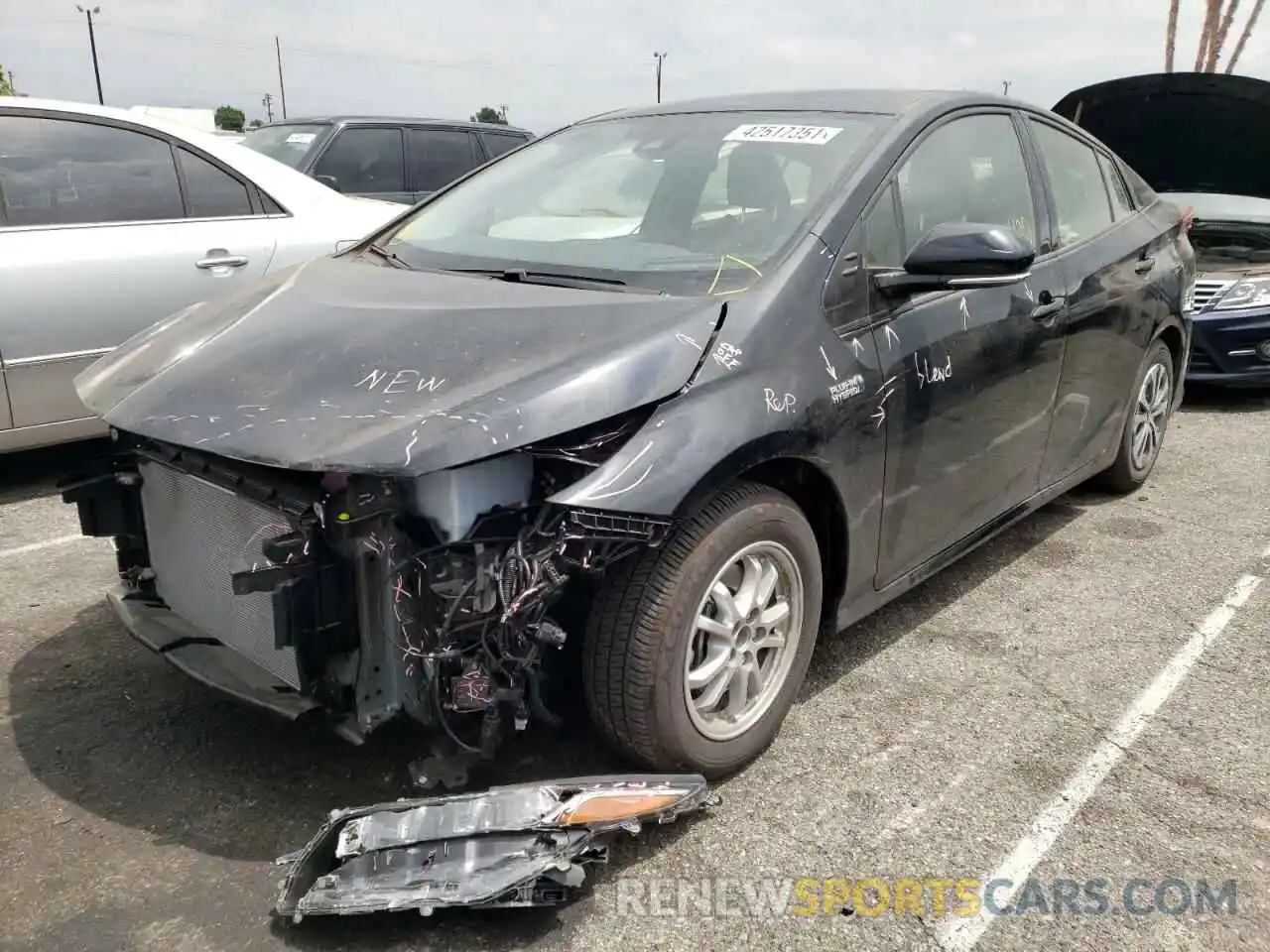 2 Photograph of a damaged car JTDKARFP4L3146855 TOYOTA PRIUS 2020