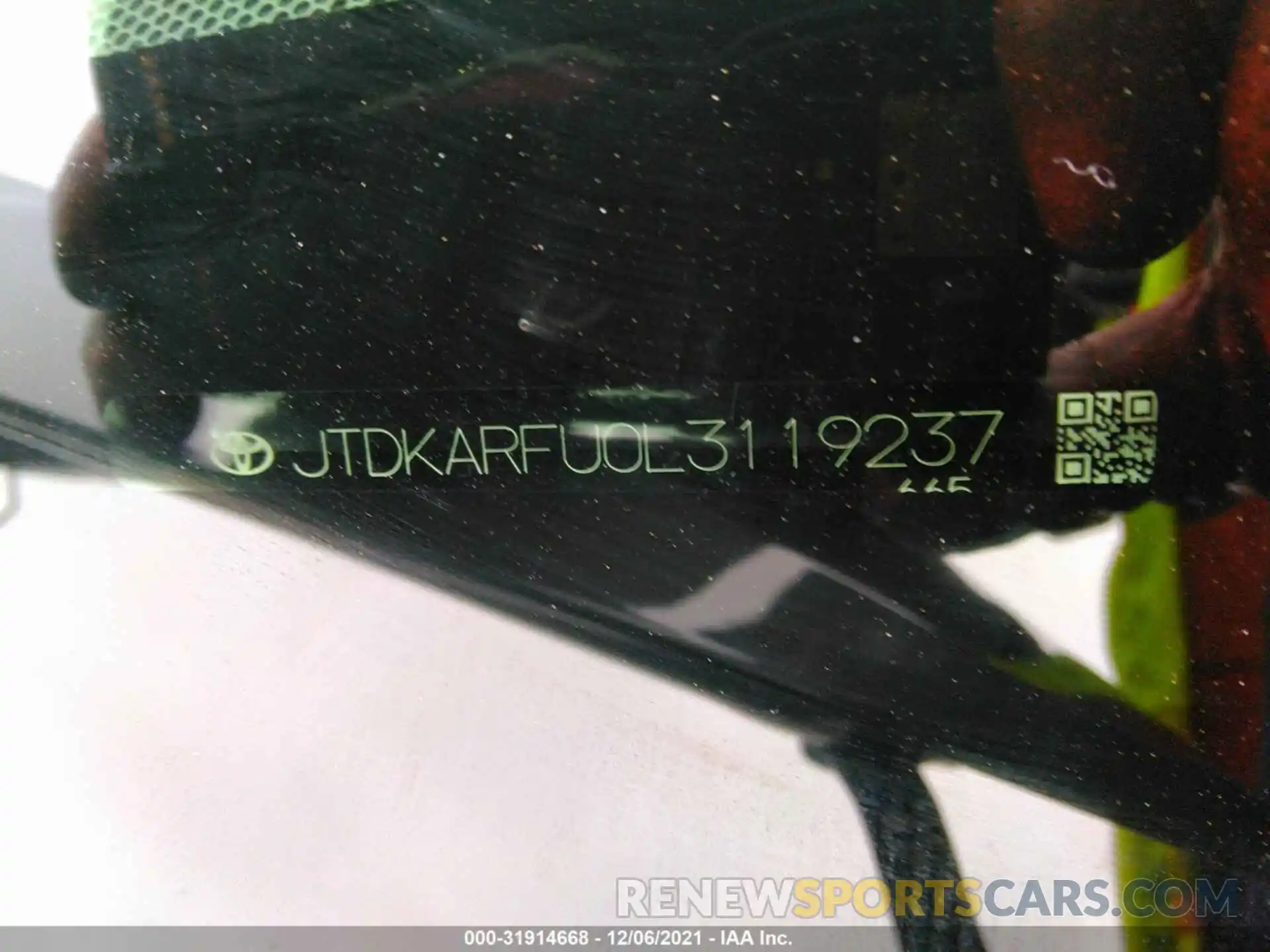 9 Photograph of a damaged car JTDKARFU0L3119237 TOYOTA PRIUS 2020