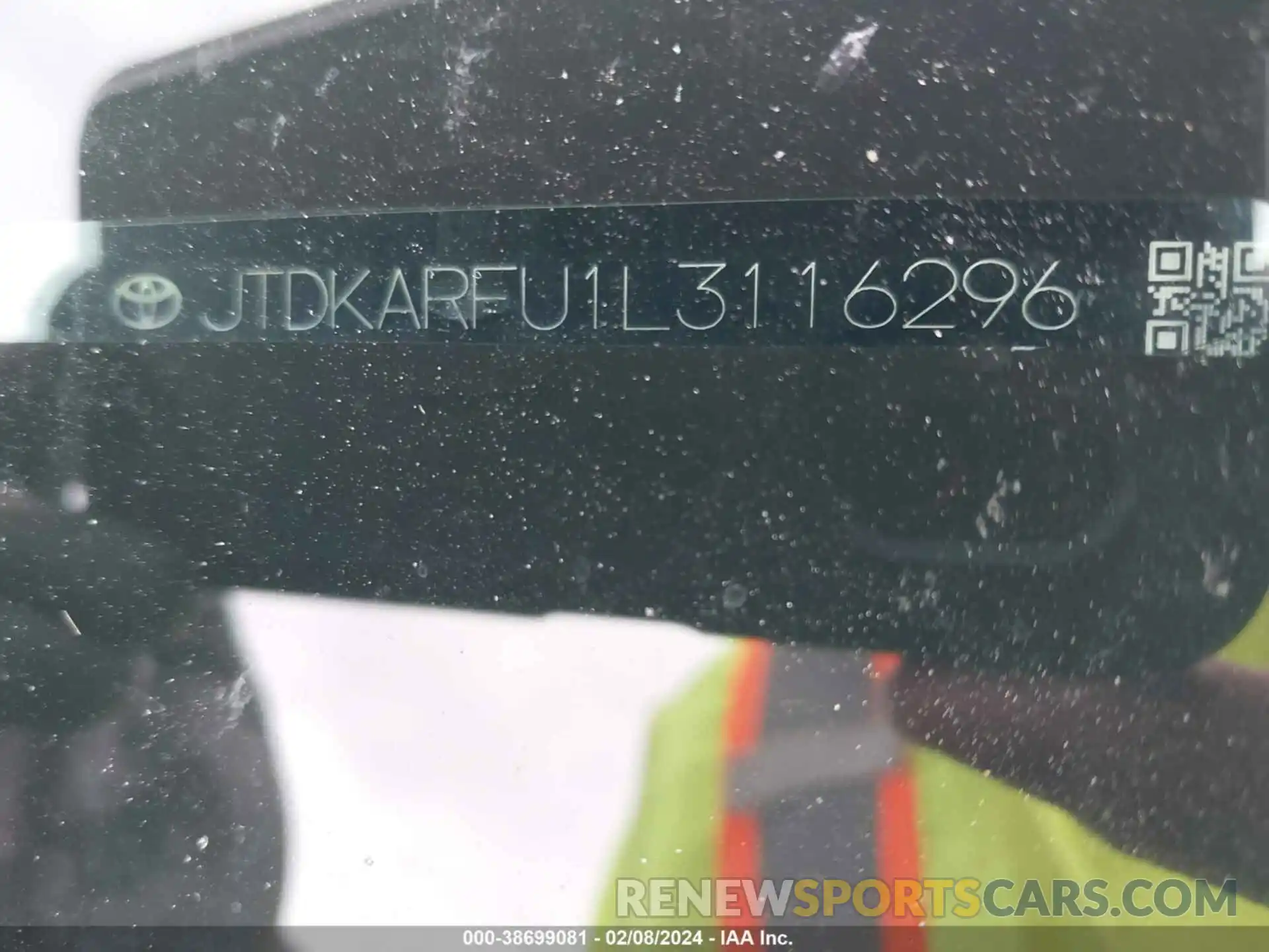 9 Photograph of a damaged car JTDKARFU1L3116296 TOYOTA PRIUS 2020
