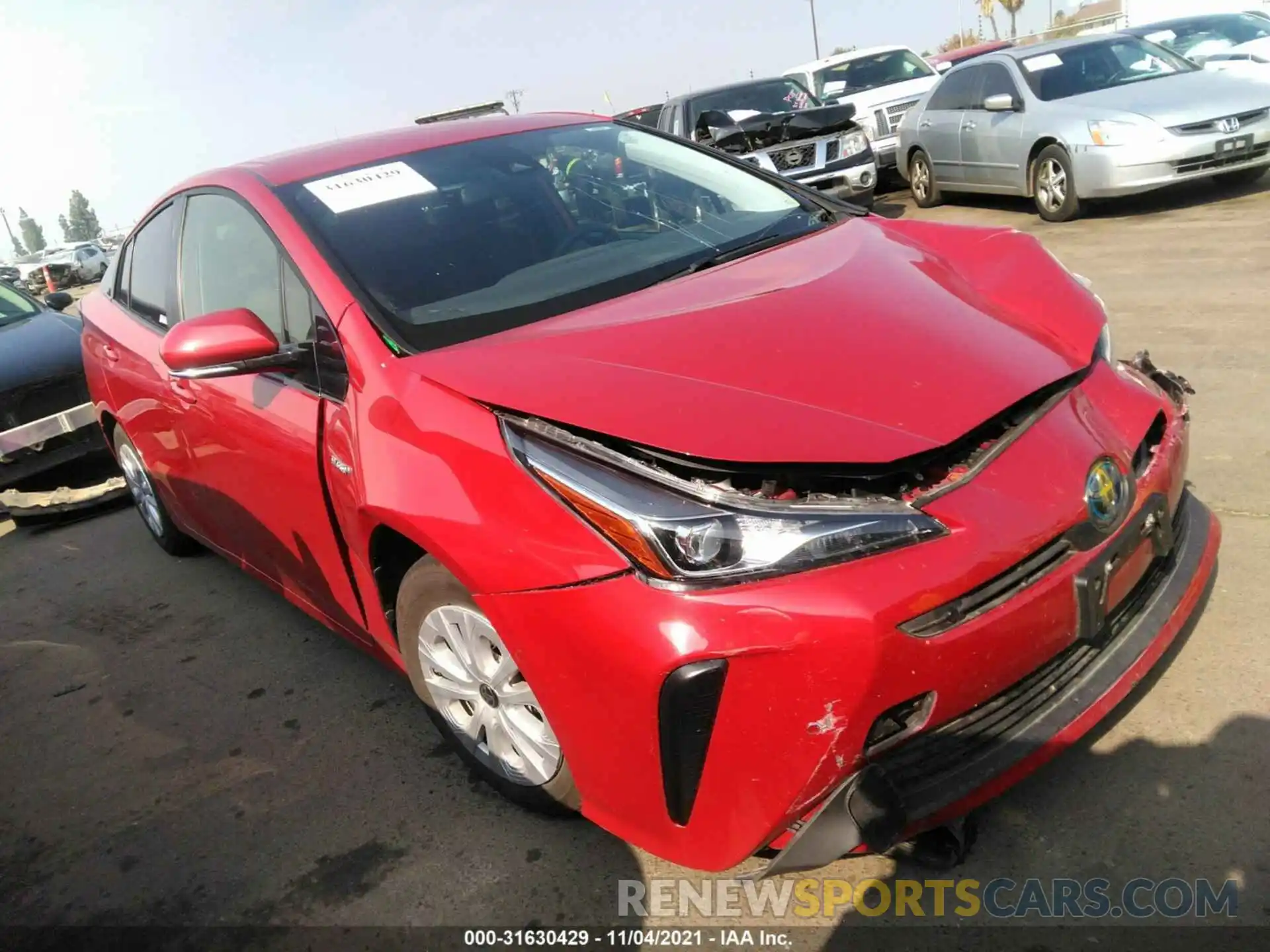 1 Photograph of a damaged car JTDKARFU1L3119232 TOYOTA PRIUS 2020