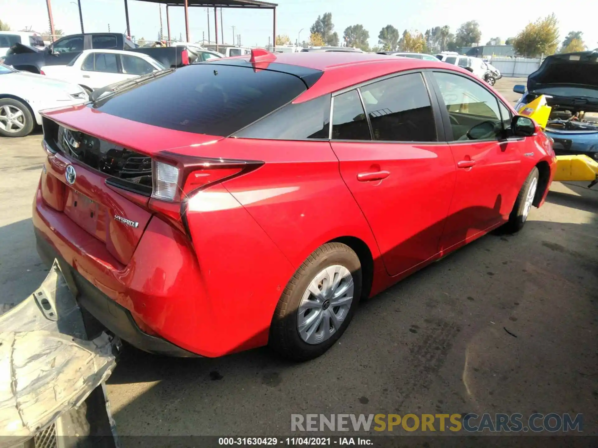 4 Photograph of a damaged car JTDKARFU1L3119232 TOYOTA PRIUS 2020