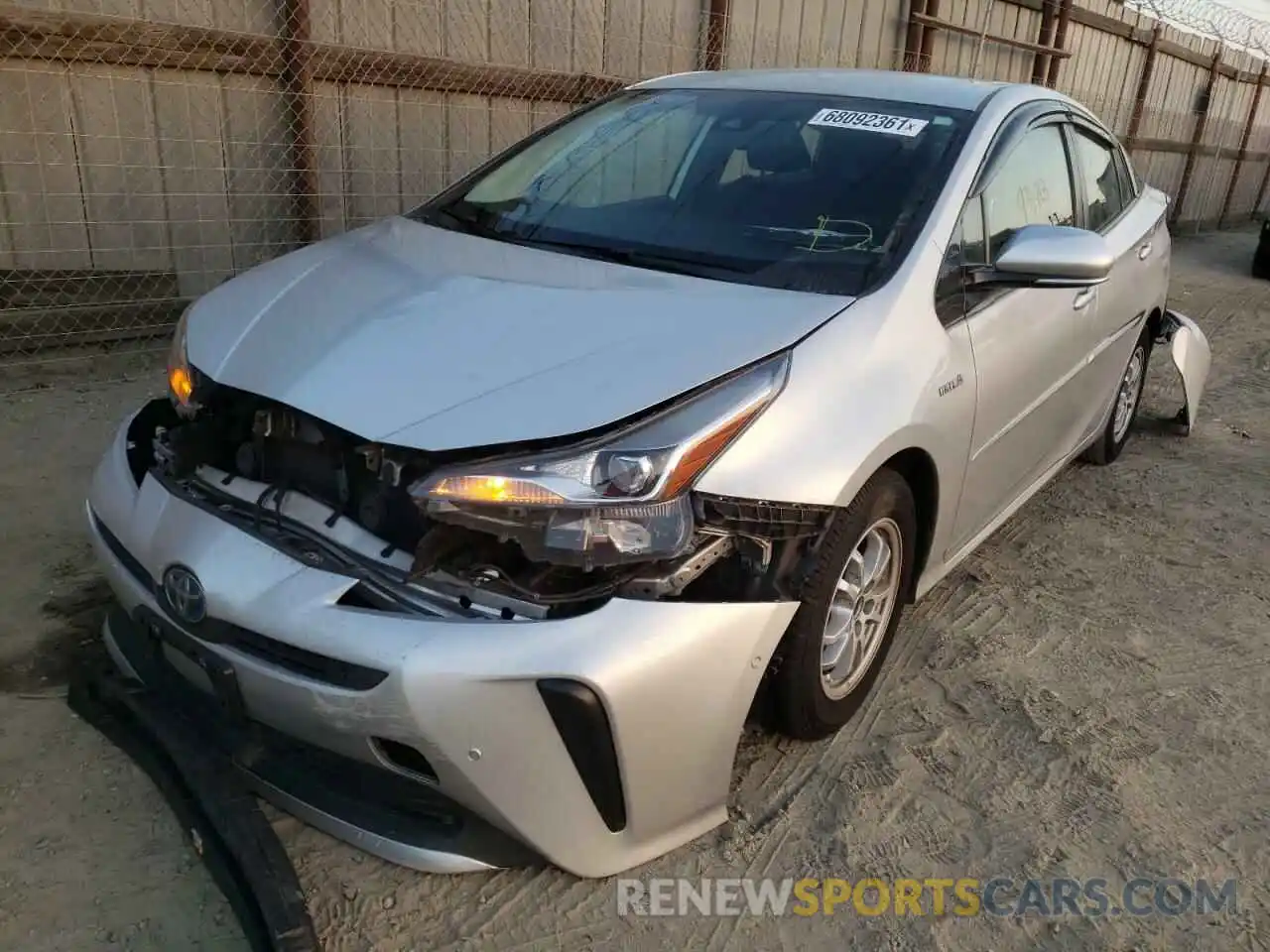 2 Photograph of a damaged car JTDKARFU1L3120283 TOYOTA PRIUS 2020