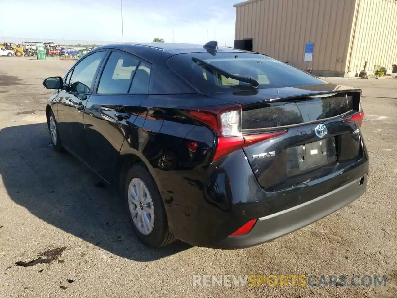 3 Photograph of a damaged car JTDKARFU2L3103833 TOYOTA PRIUS 2020