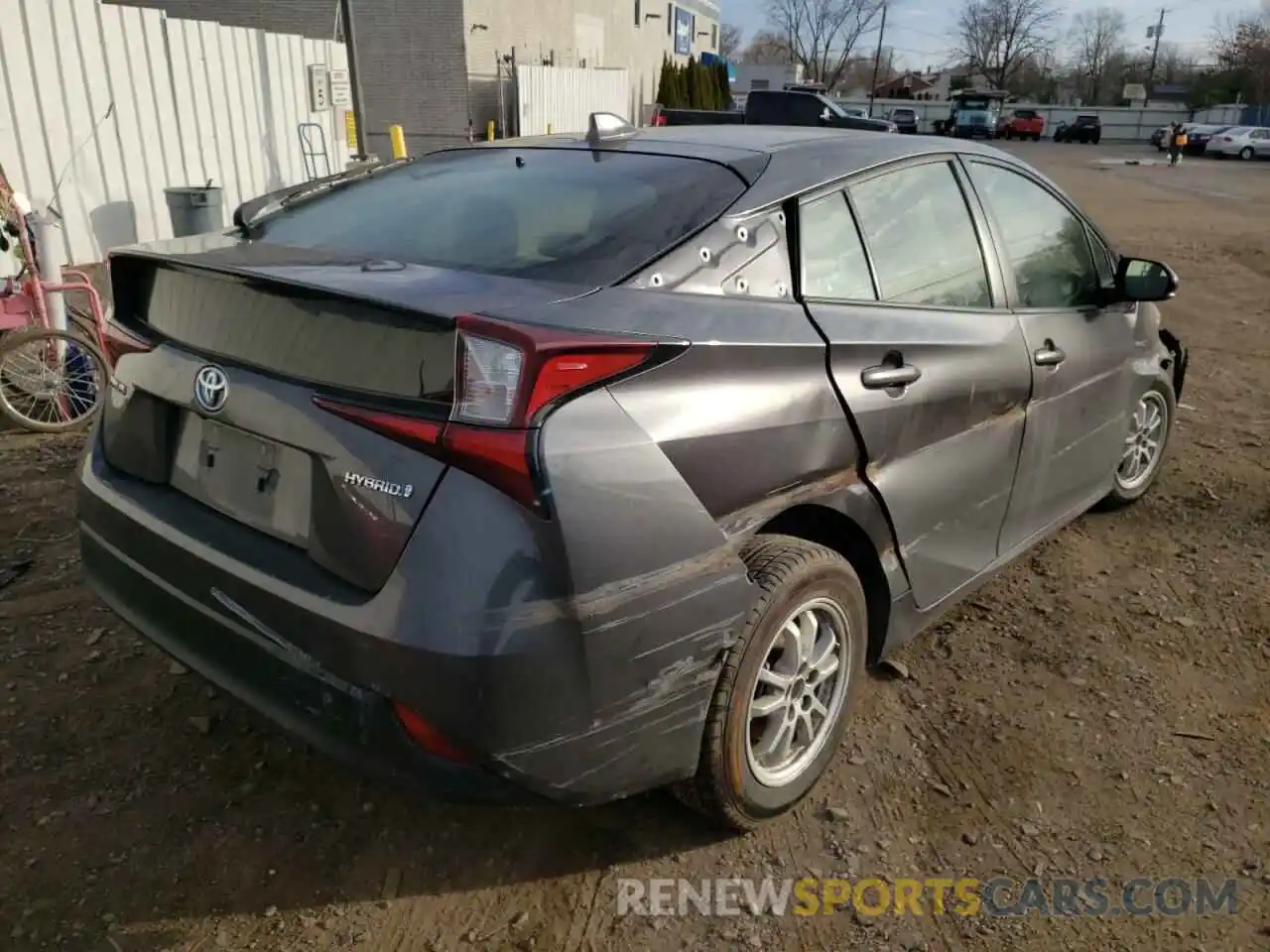 4 Photograph of a damaged car JTDKARFU2L3105615 TOYOTA PRIUS 2020