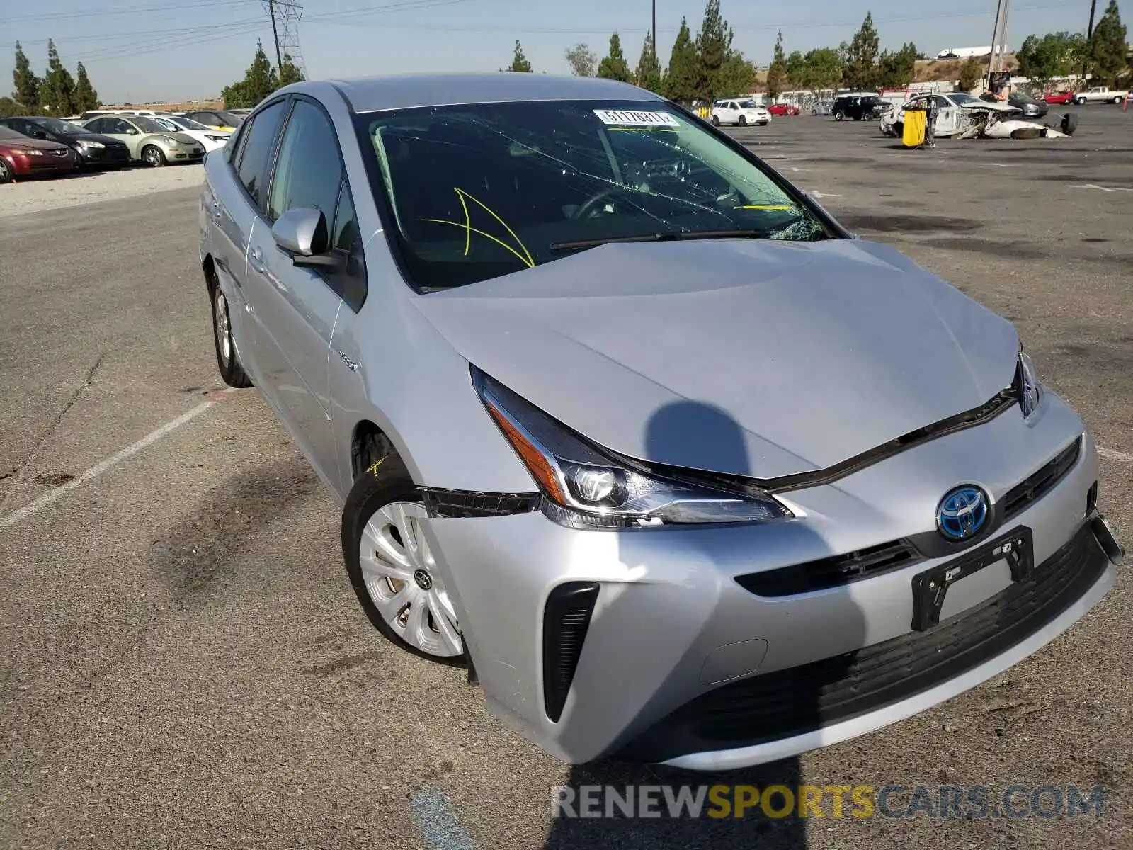 1 Photograph of a damaged car JTDKARFU2L3111348 TOYOTA PRIUS 2020