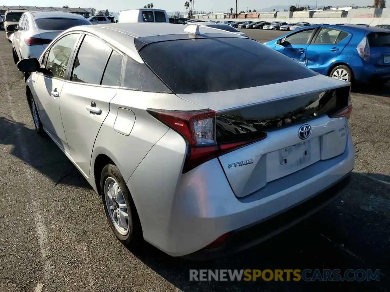 3 Photograph of a damaged car JTDKARFU2L3112452 TOYOTA PRIUS 2020