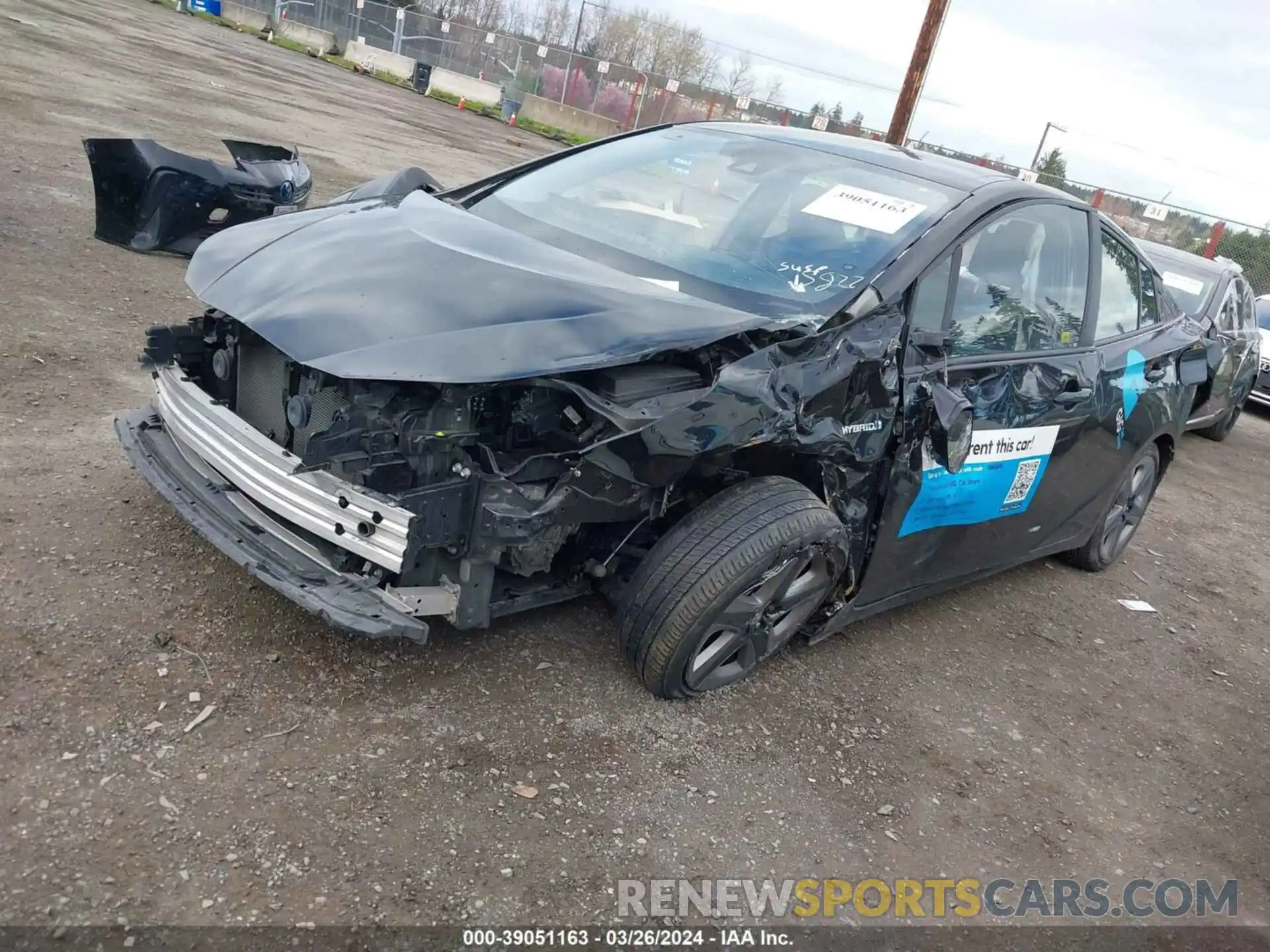 2 Photograph of a damaged car JTDKARFU2L3115822 TOYOTA PRIUS 2020