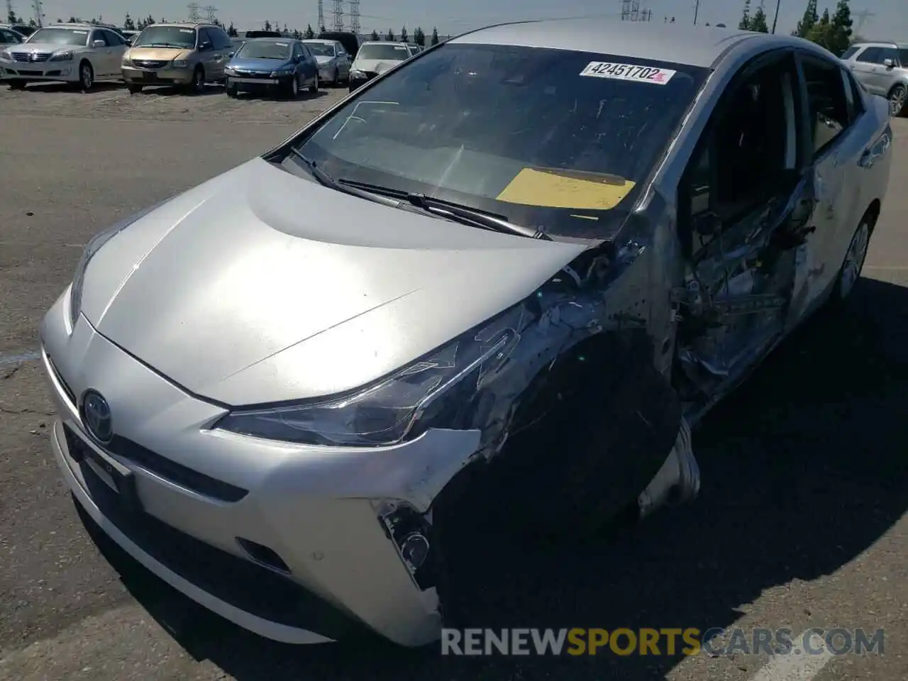 2 Photograph of a damaged car JTDKARFU2L3120762 TOYOTA PRIUS 2020