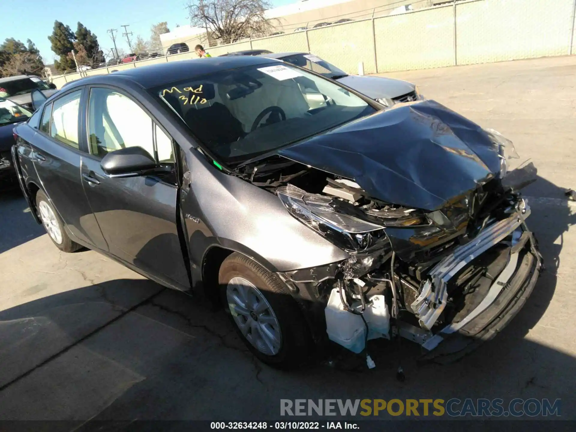 1 Photograph of a damaged car JTDKARFU2L3120888 TOYOTA PRIUS 2020