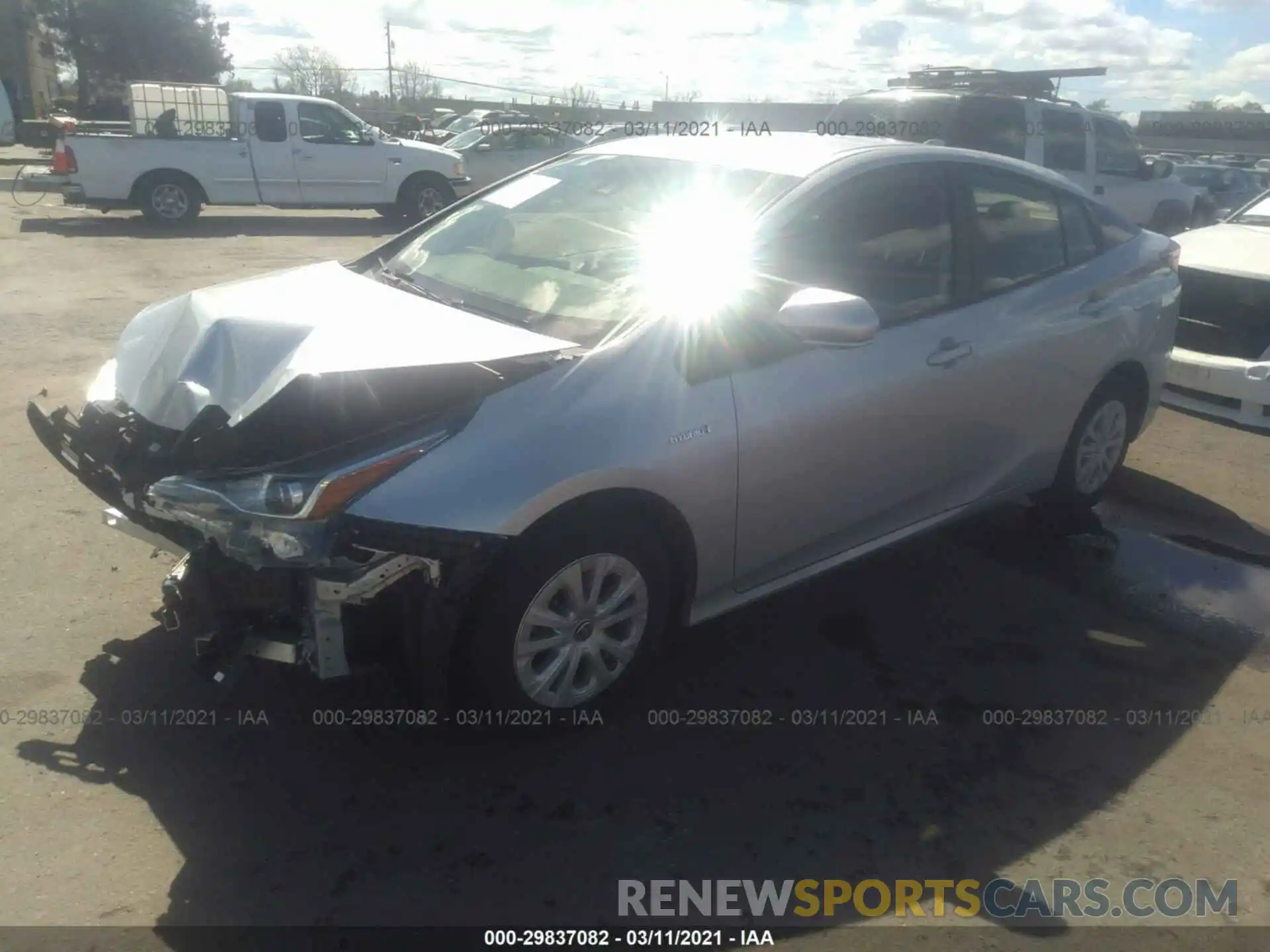 2 Photograph of a damaged car JTDKARFU3L3108653 TOYOTA PRIUS 2020