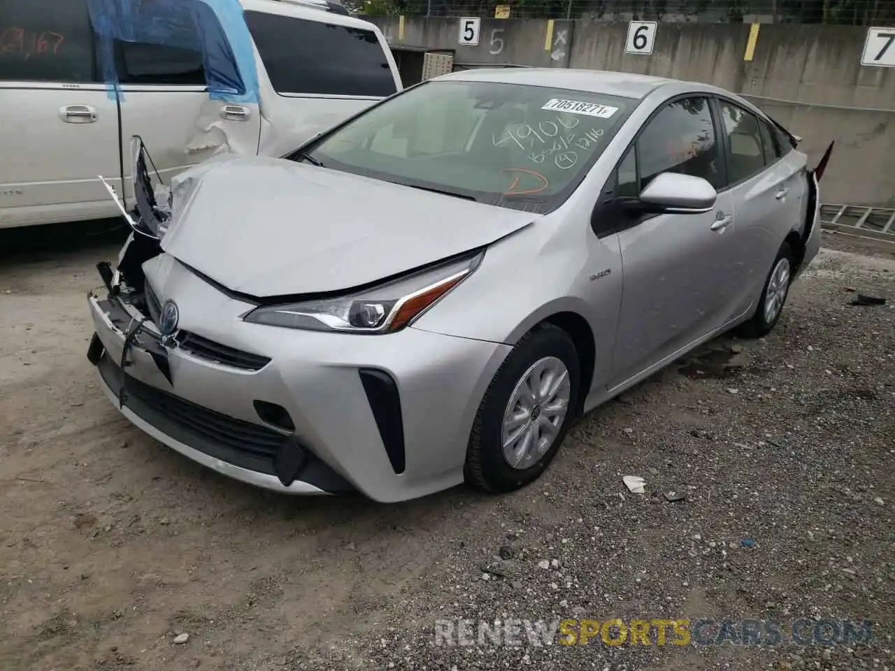 2 Photograph of a damaged car JTDKARFU3L3114906 TOYOTA PRIUS 2020