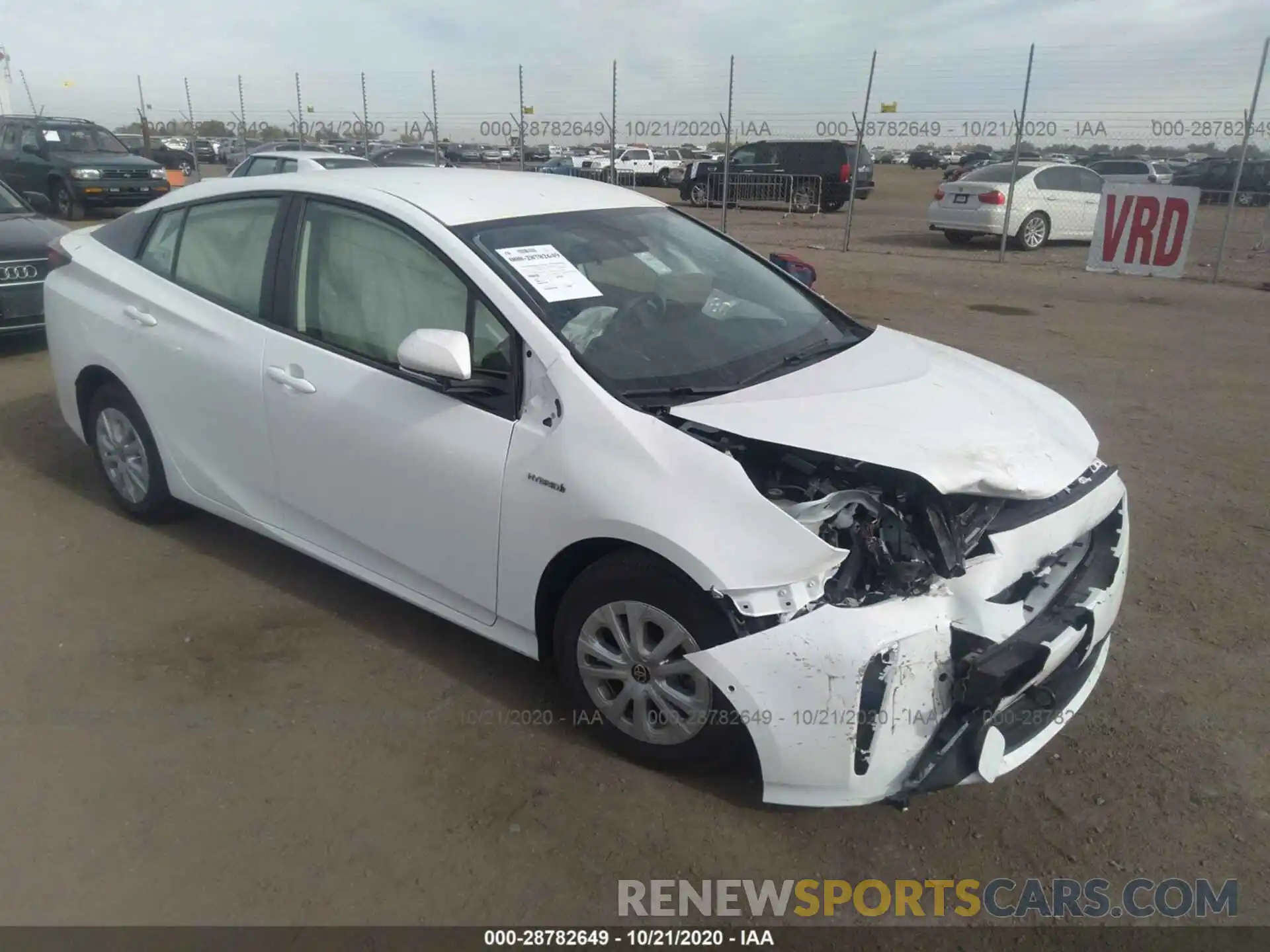 1 Photograph of a damaged car JTDKARFU3L3116090 TOYOTA PRIUS 2020