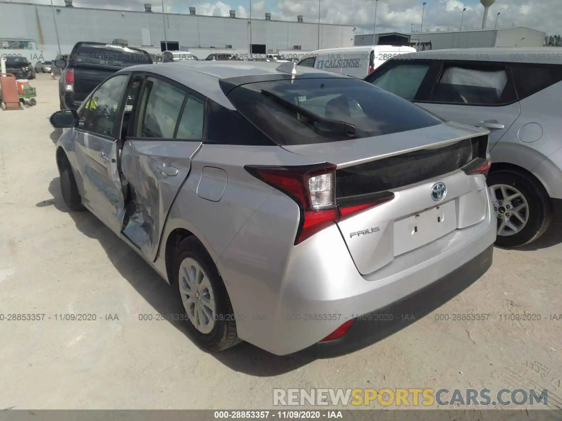 3 Photograph of a damaged car JTDKARFU4L3109987 TOYOTA PRIUS 2020