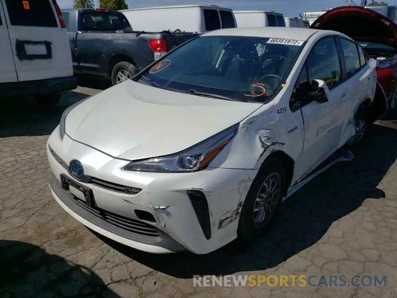 2 Photograph of a damaged car JTDKARFU5L3104314 TOYOTA PRIUS 2020