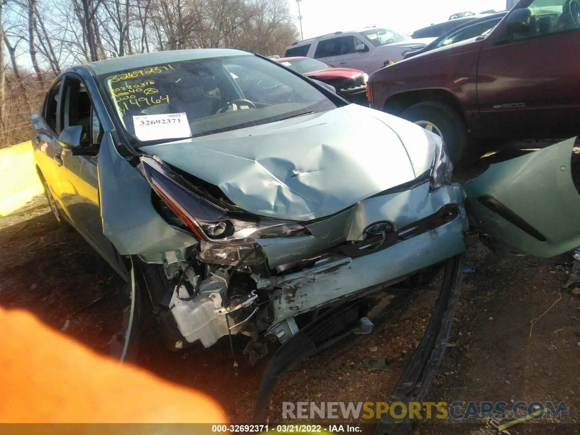 1 Photograph of a damaged car JTDKARFU6L3114964 TOYOTA PRIUS 2020