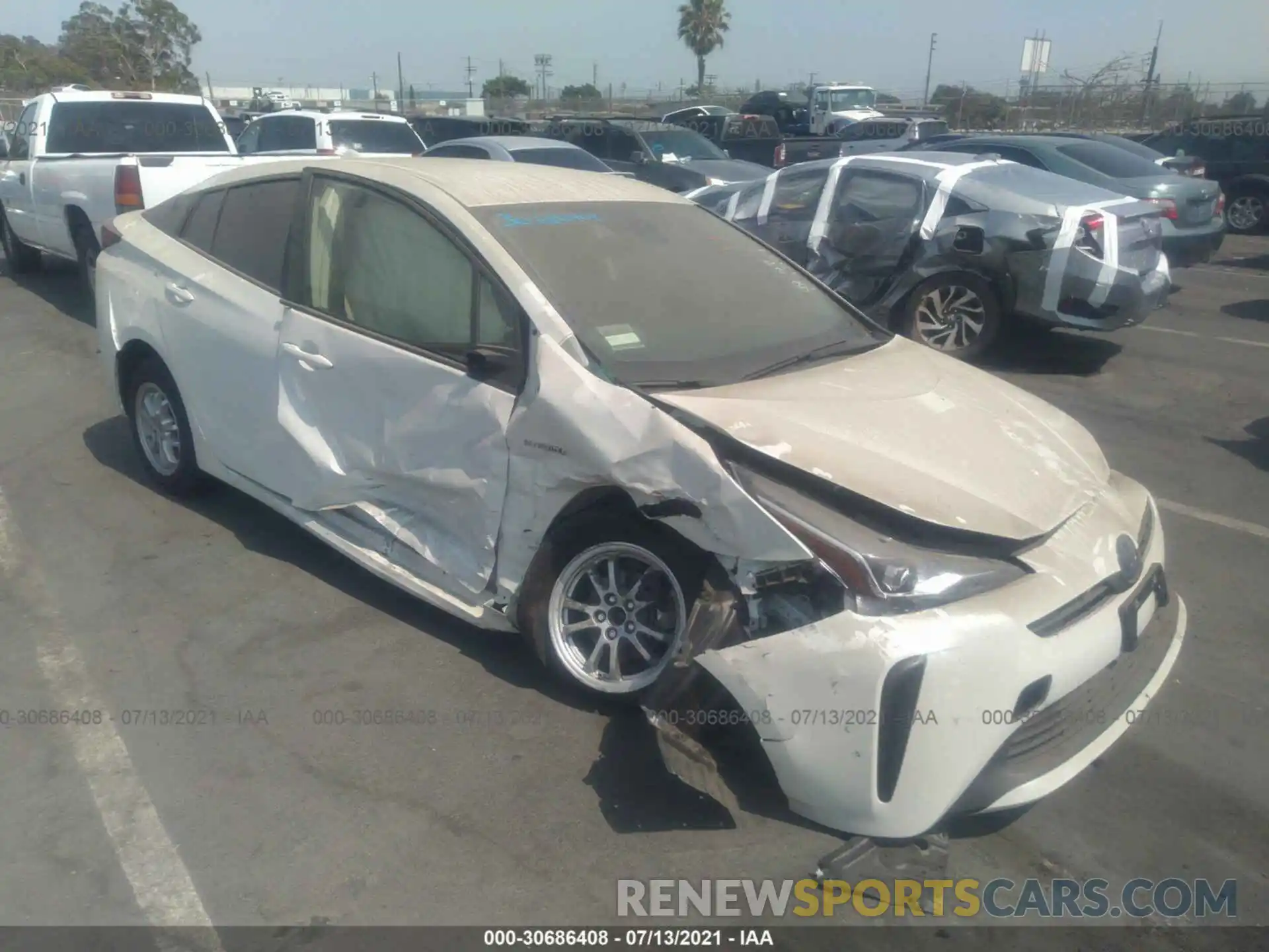 1 Photograph of a damaged car JTDKARFU7L3104587 TOYOTA PRIUS 2020