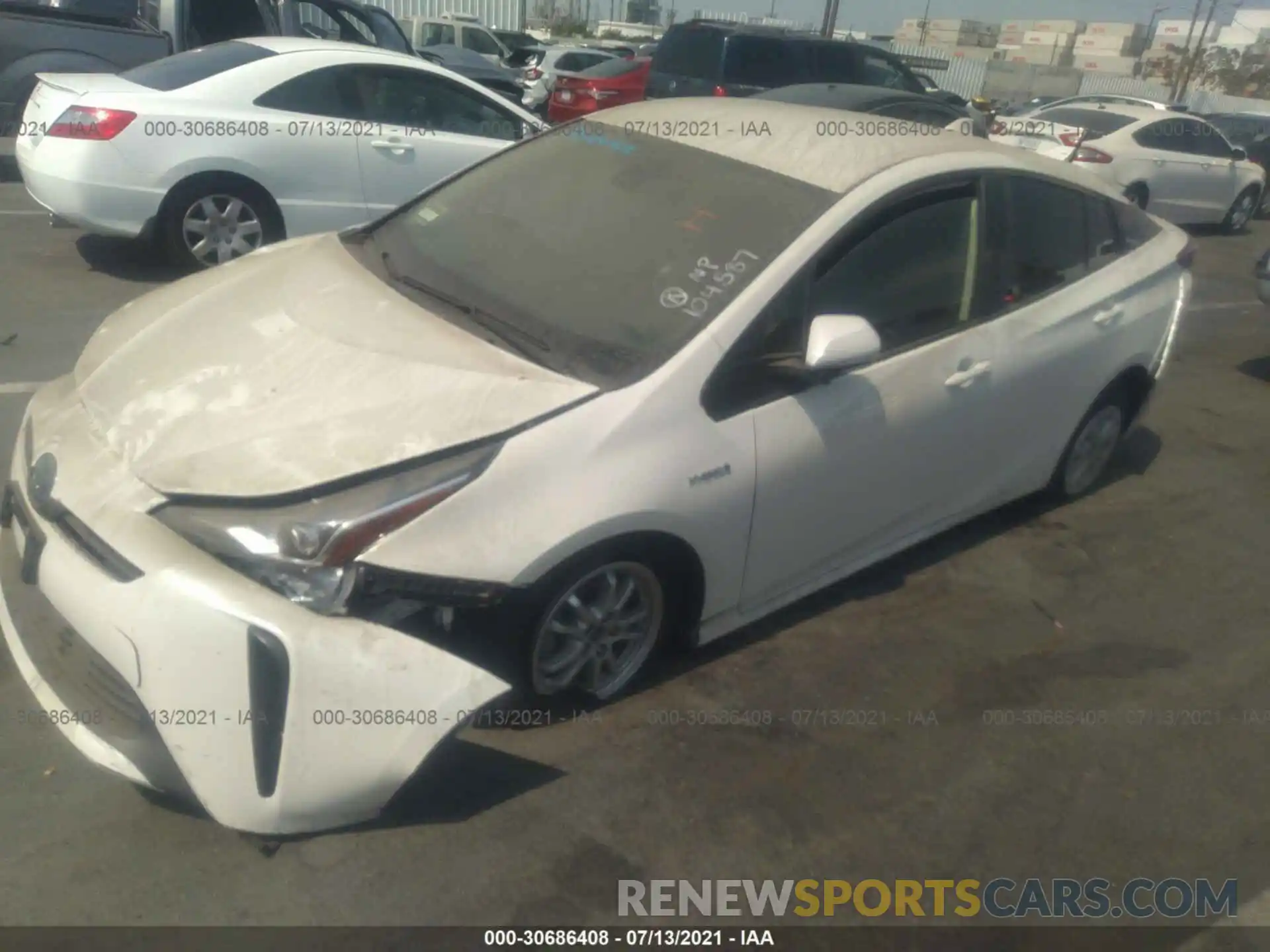 2 Photograph of a damaged car JTDKARFU7L3104587 TOYOTA PRIUS 2020