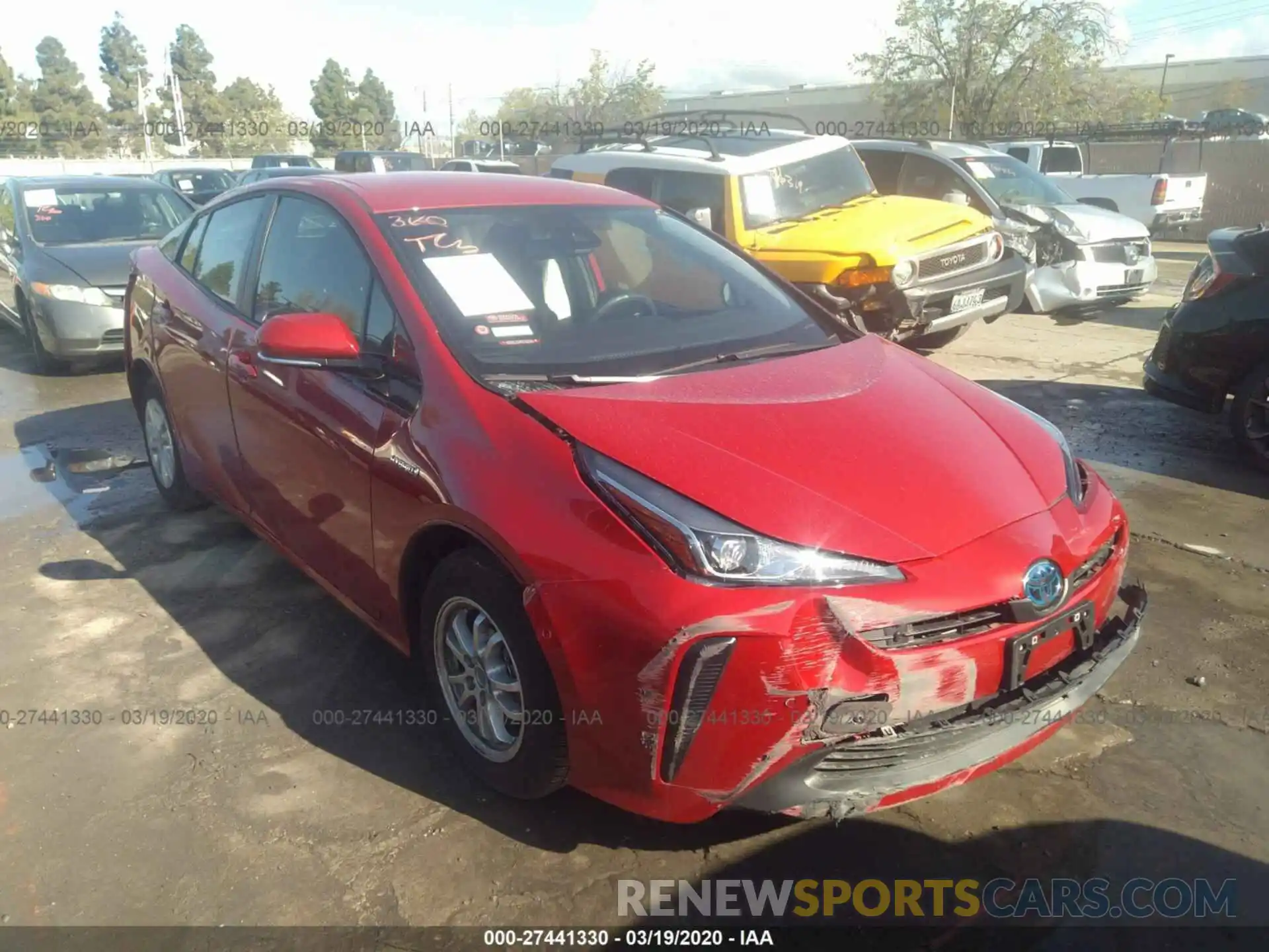 1 Photograph of a damaged car JTDKARFU8L3103223 TOYOTA PRIUS 2020