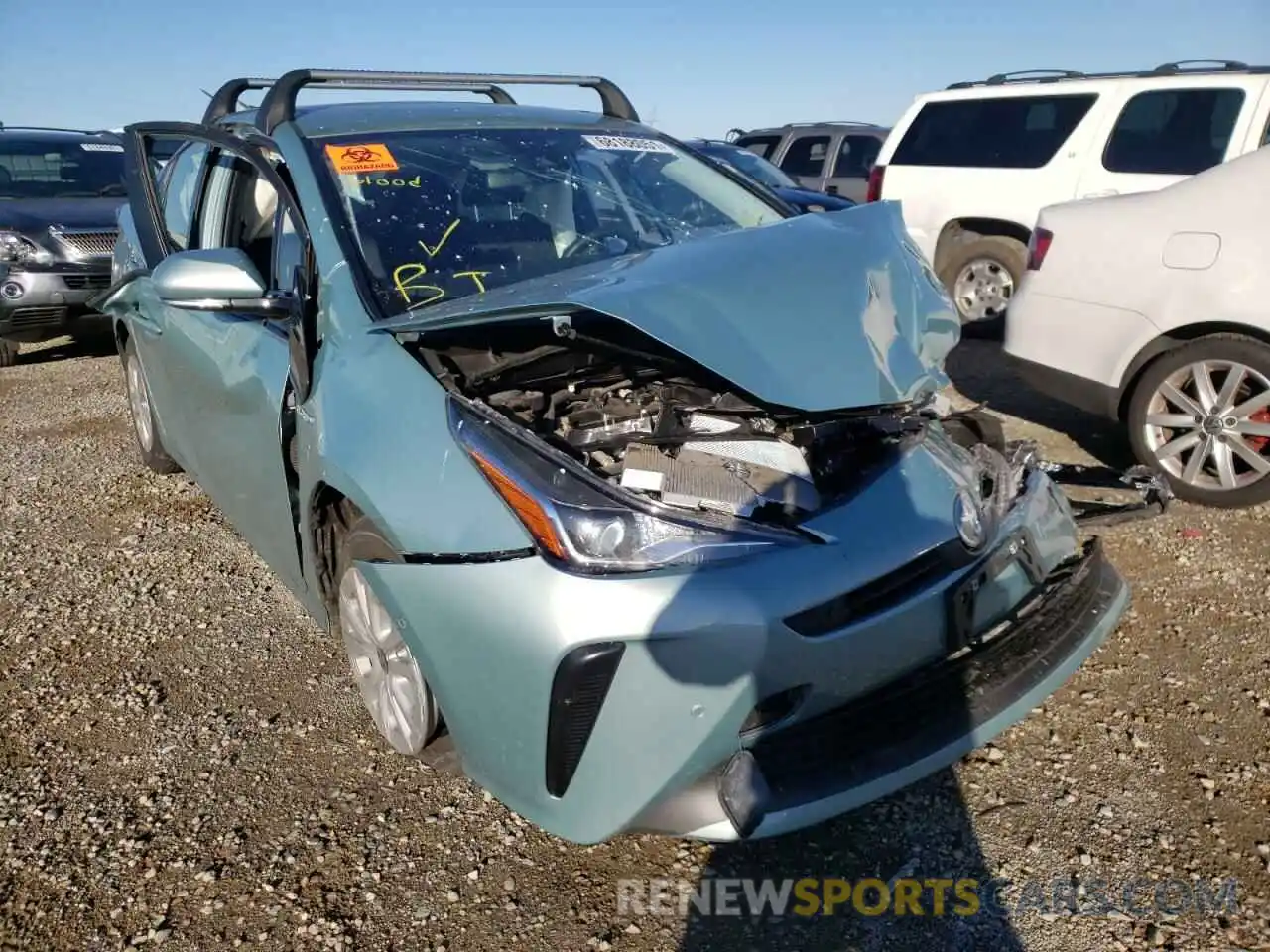 1 Photograph of a damaged car JTDKARFU8L3112374 TOYOTA PRIUS 2020