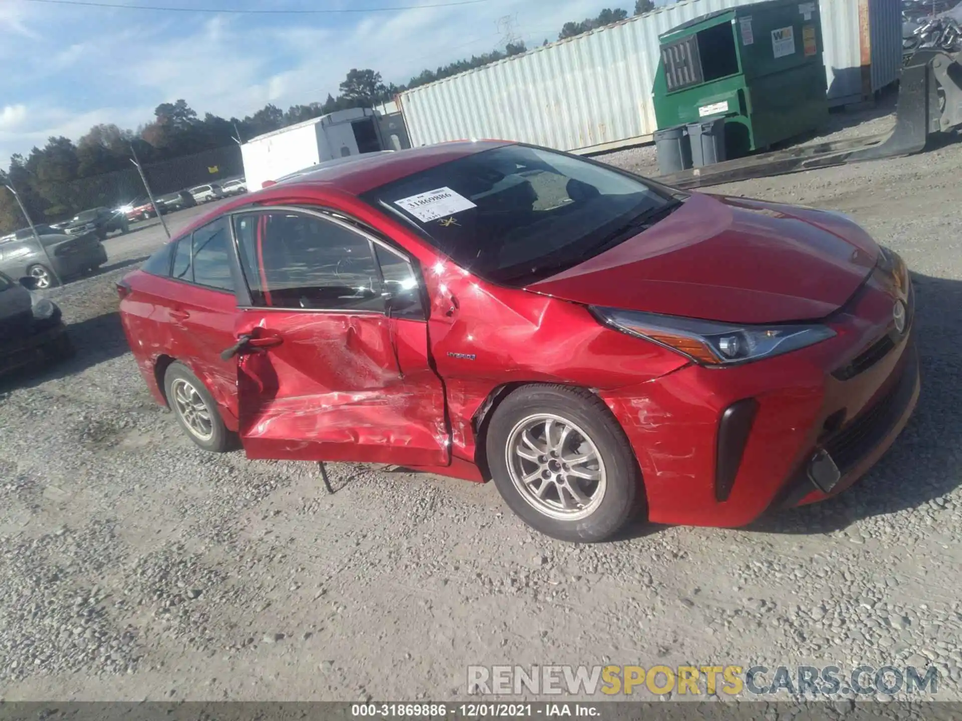 1 Photograph of a damaged car JTDKARFU9L3110262 TOYOTA PRIUS 2020