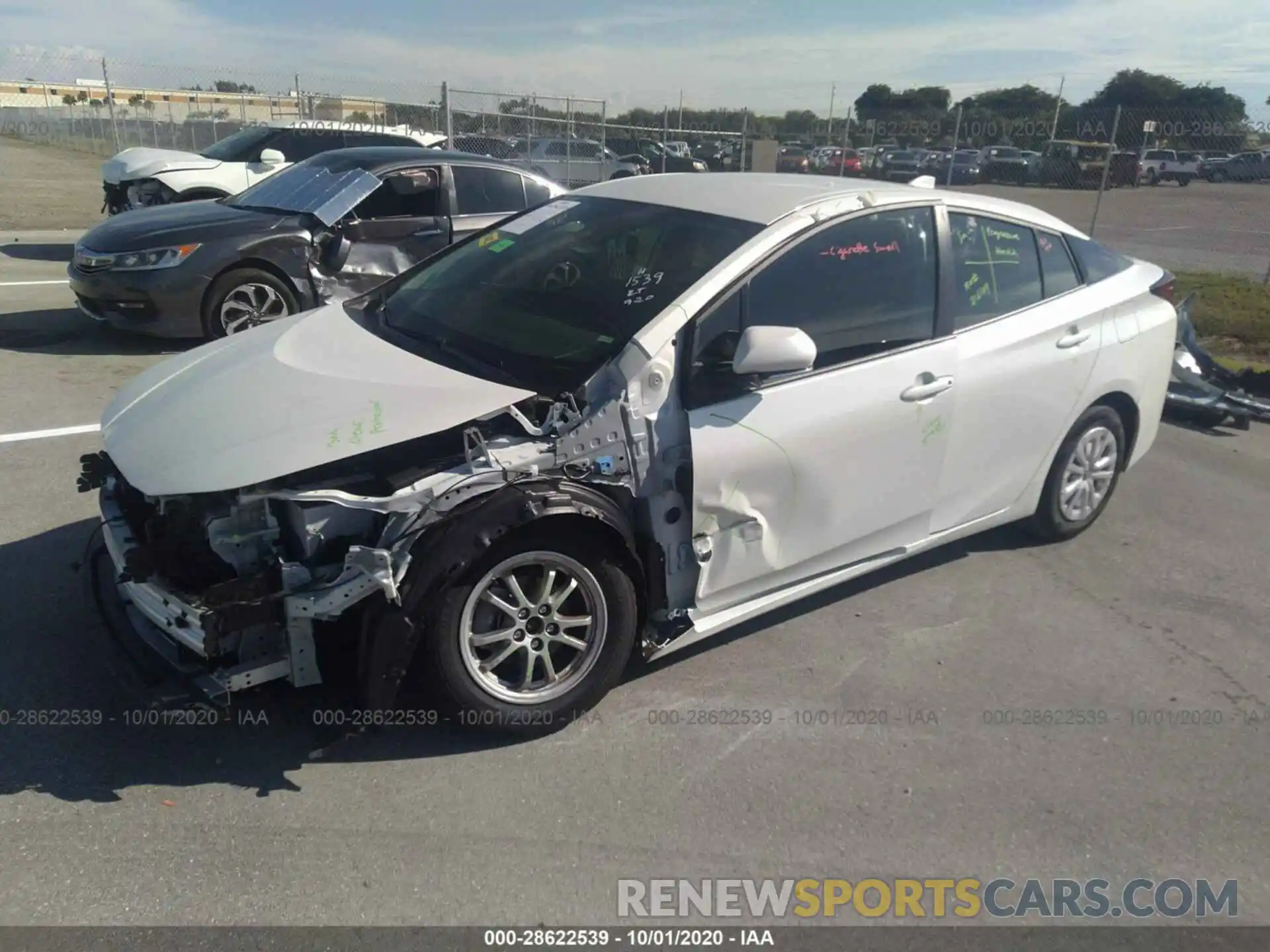 2 Photograph of a damaged car JTDKARFU9L3111539 TOYOTA PRIUS 2020