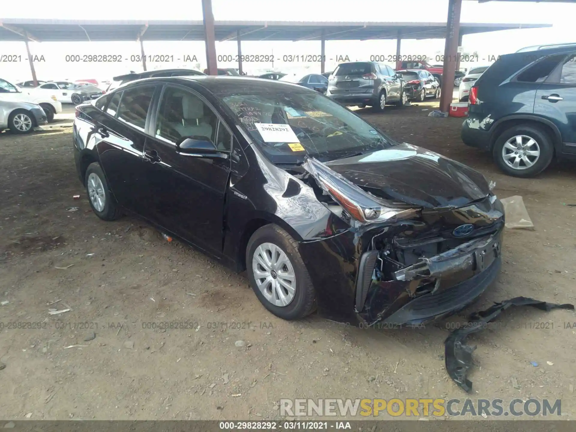 1 Photograph of a damaged car JTDKARFUXL3109976 TOYOTA PRIUS 2020