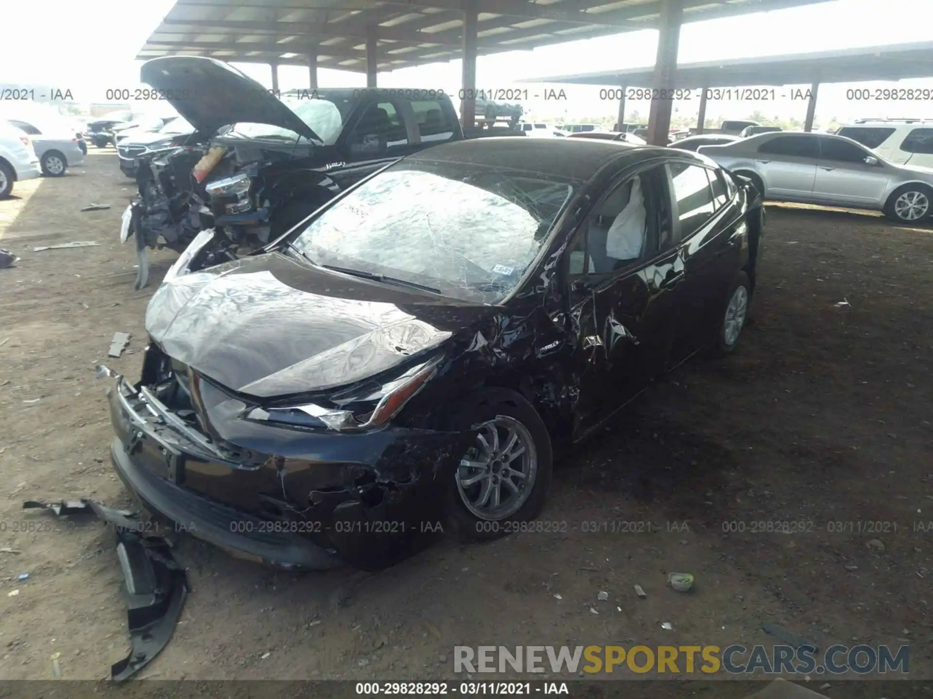 2 Photograph of a damaged car JTDKARFUXL3109976 TOYOTA PRIUS 2020