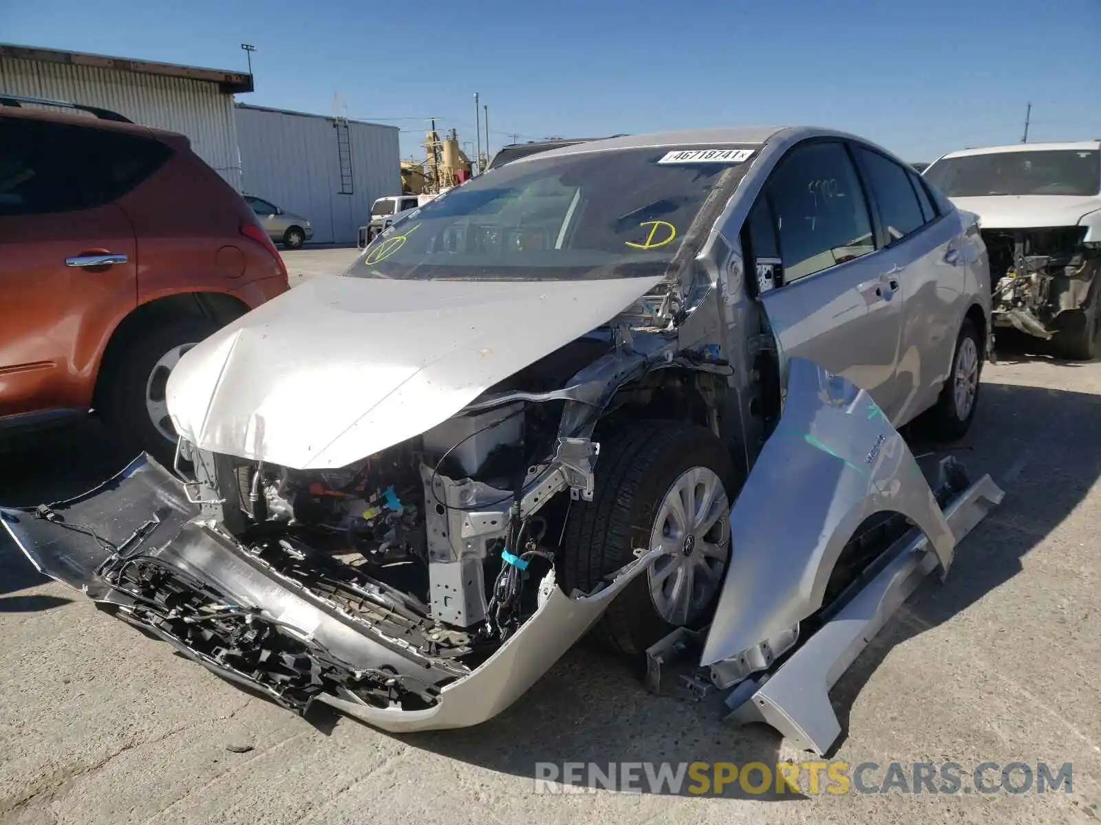 2 Photograph of a damaged car JTDKARFUXL3116376 TOYOTA PRIUS 2020