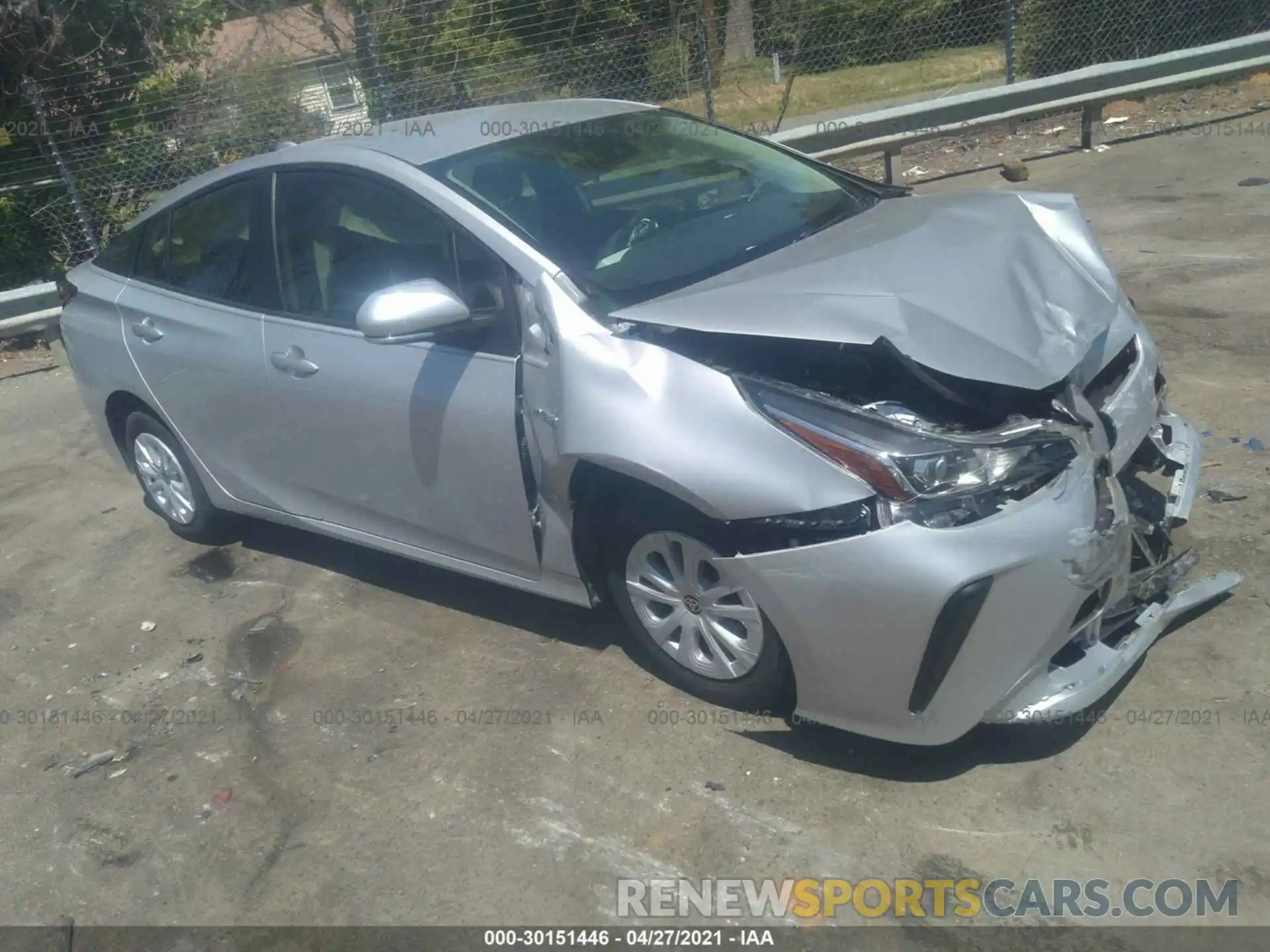 1 Photograph of a damaged car JTDKARFUXL3121626 TOYOTA PRIUS 2020