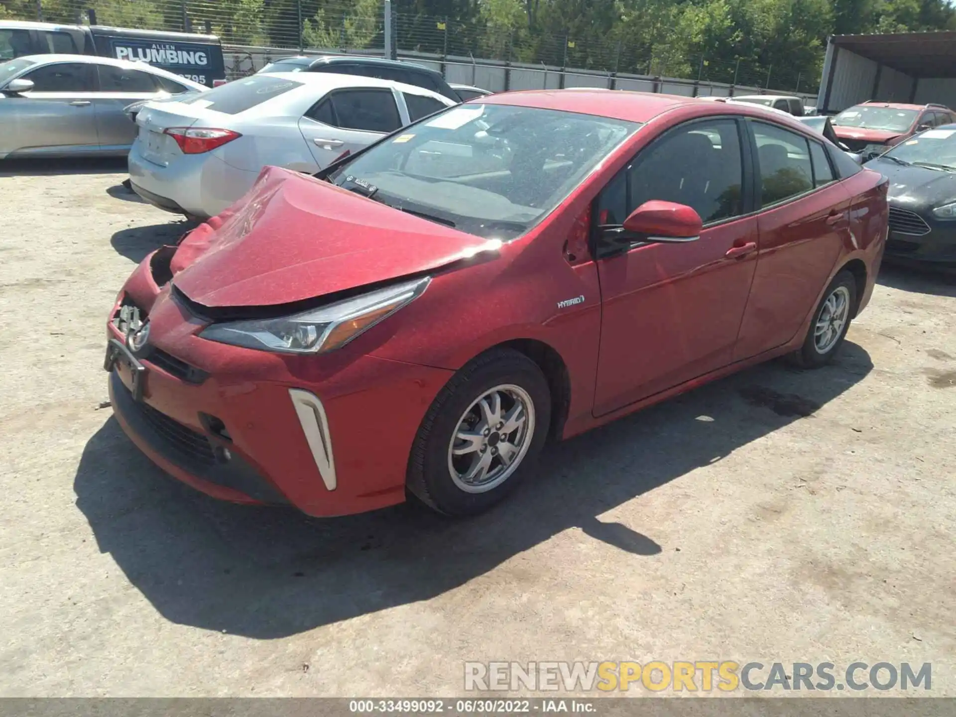 2 Photograph of a damaged car JTDL9RFU6L3020922 TOYOTA PRIUS 2020