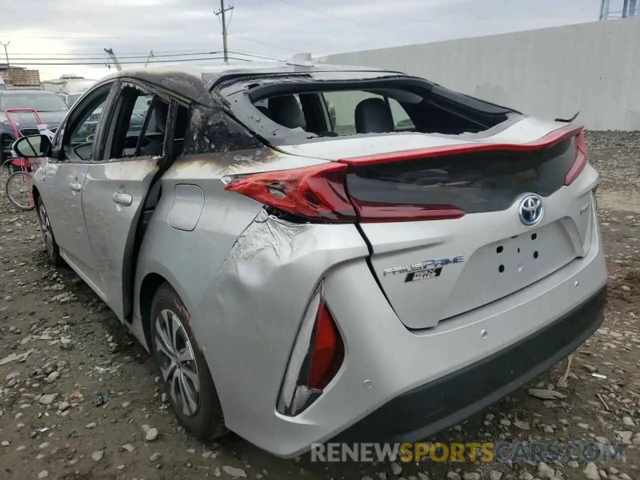 3 Photograph of a damaged car JTDKAMFPXM3191321 TOYOTA PRIUS 2021