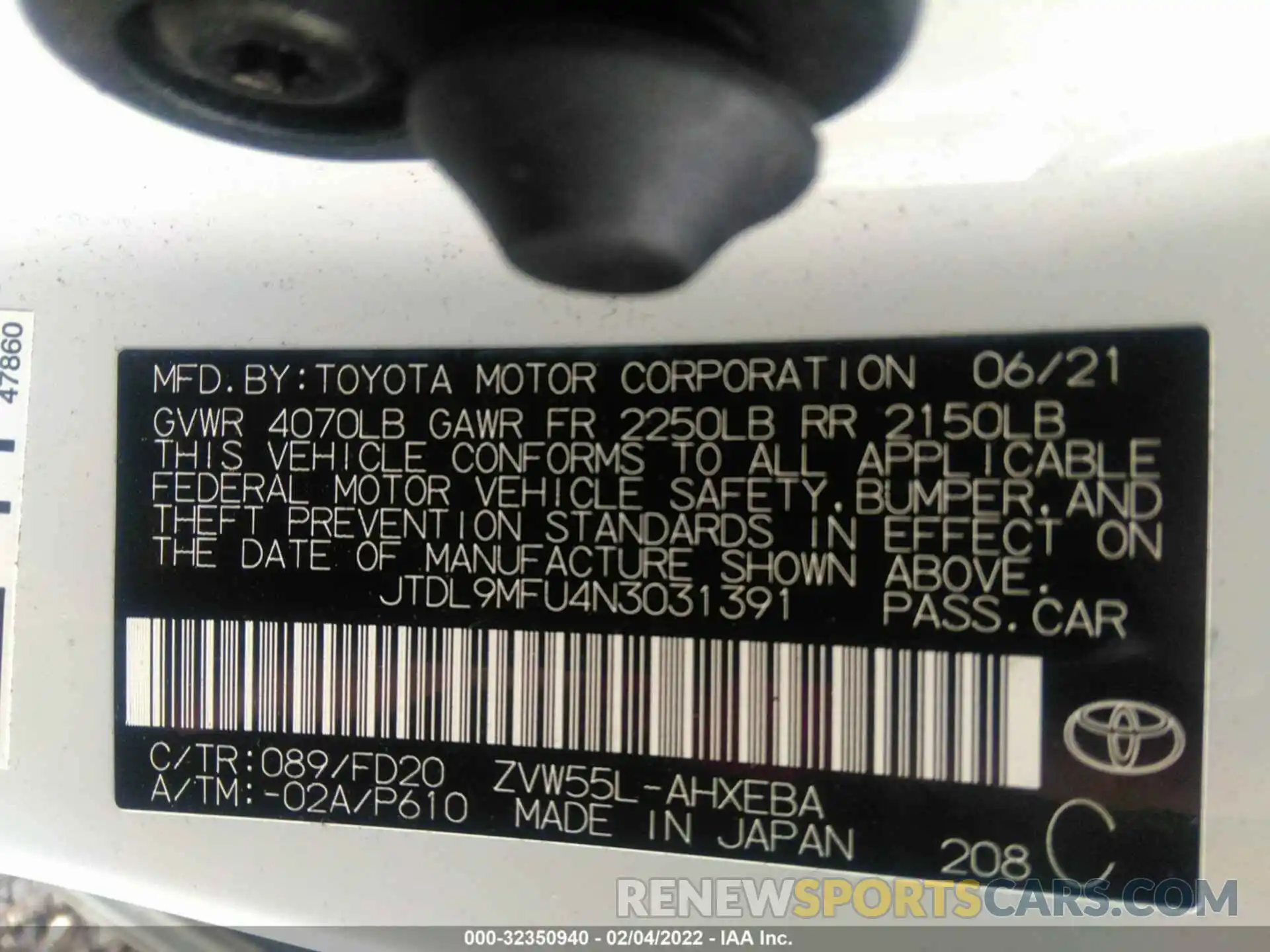 9 Photograph of a damaged car JTDL9MFU4N3031391 TOYOTA PRIUS 2022