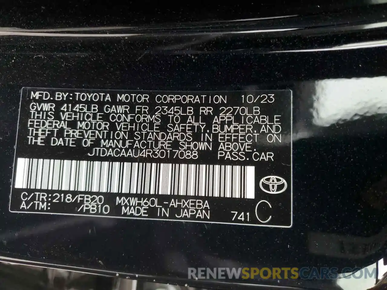 12 Фотография поврежденного автомобиля JTDACAAU4R3017088 TOYOTA PRIUS 2024