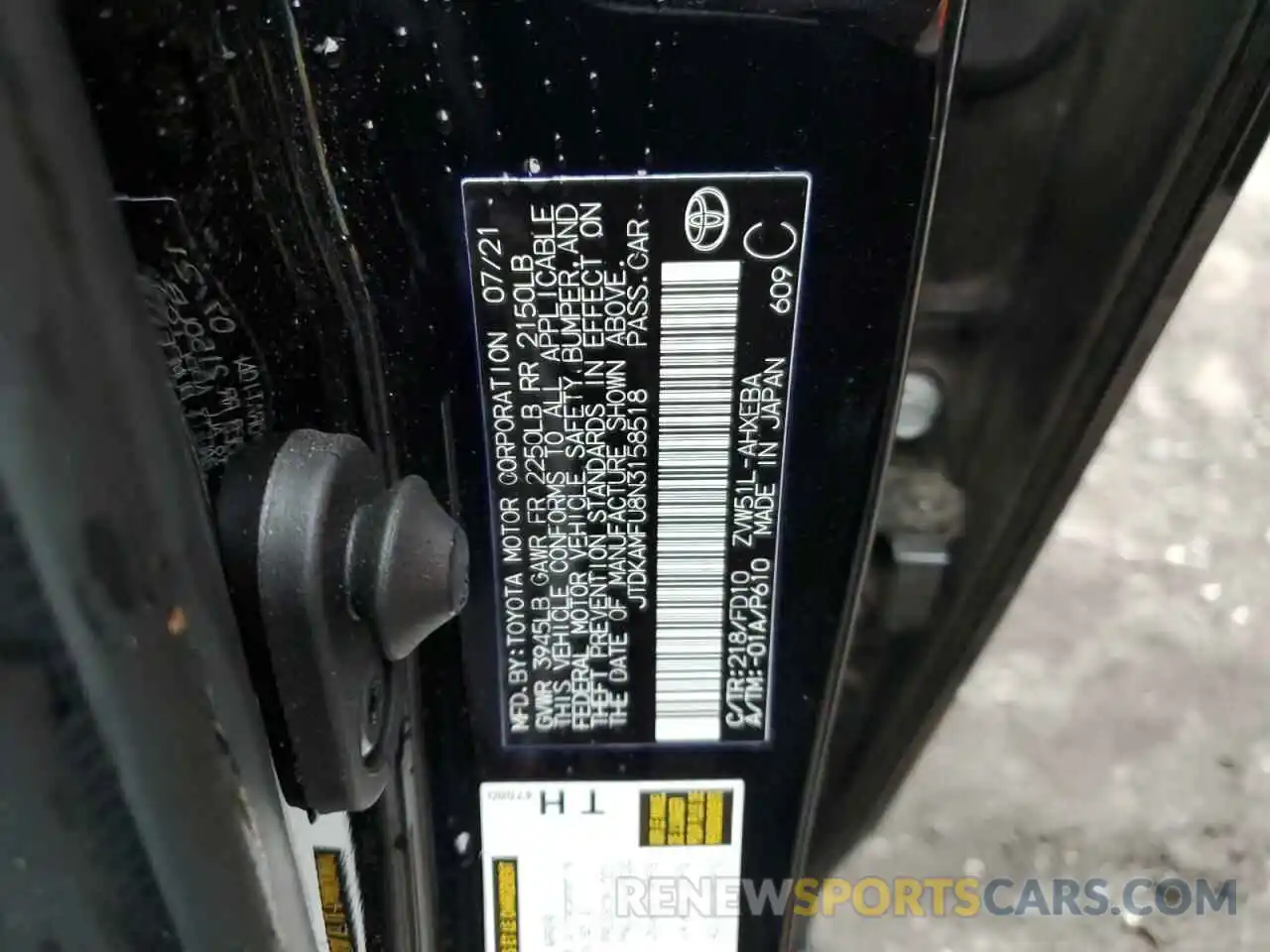 10 Photograph of a damaged car JTDKAMFU8N3158518 TOYOTA PRIUS NIGH 2022