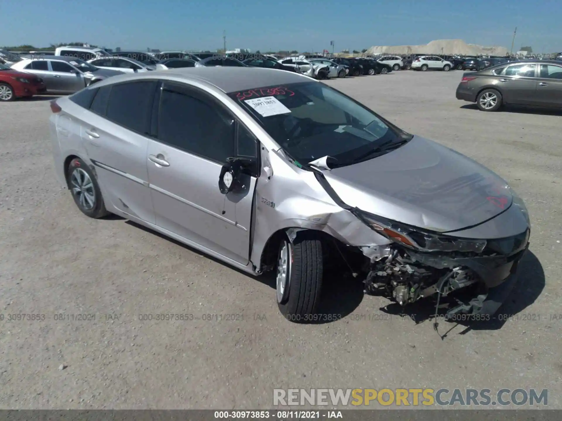 1 Photograph of a damaged car JTDKARFP0K3105282 TOYOTA PRIUS PRIME 2019