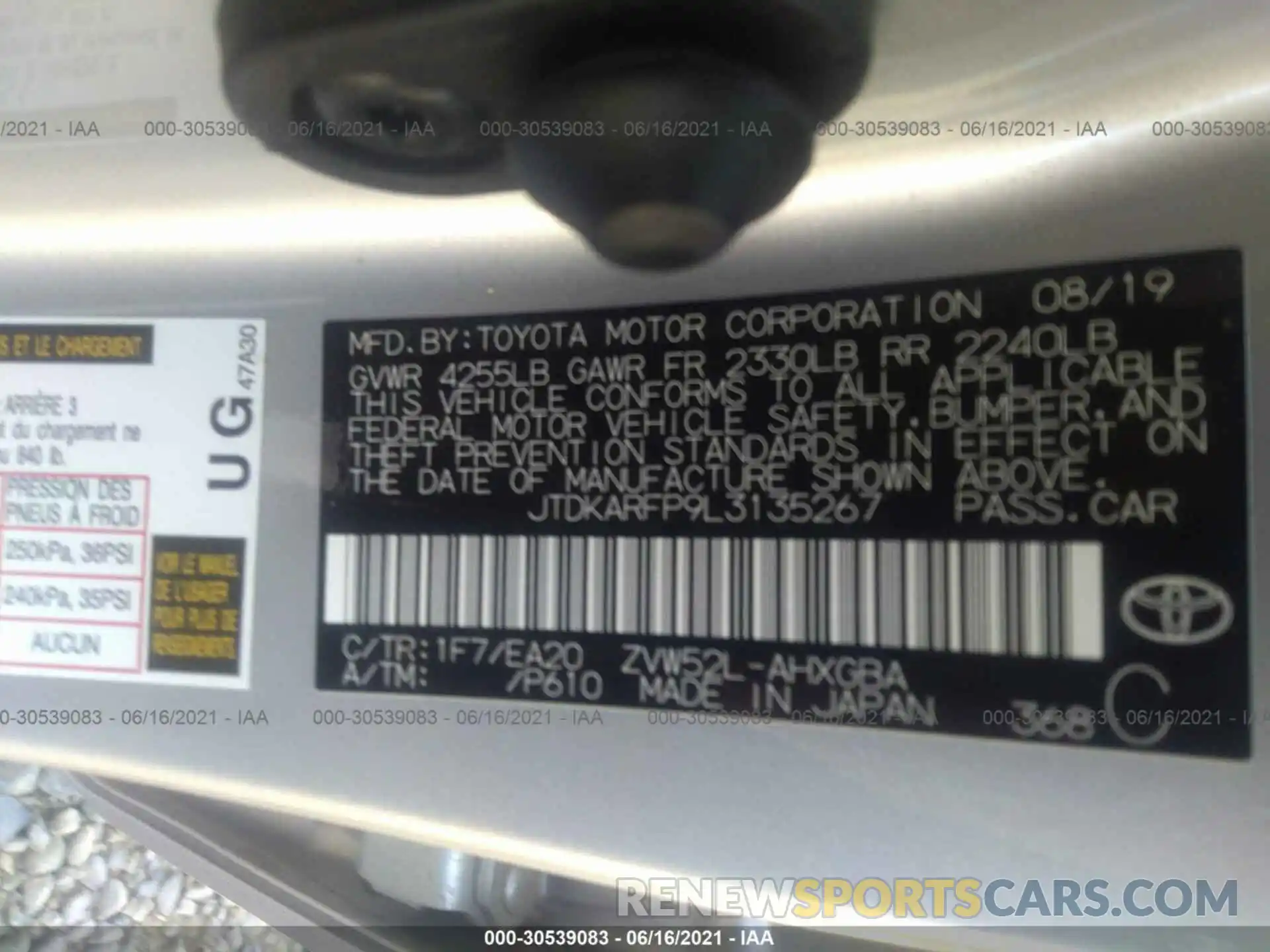 9 Photograph of a damaged car JTDKARFP9L3135267 TOYOTA PRIUS PRIME 2020