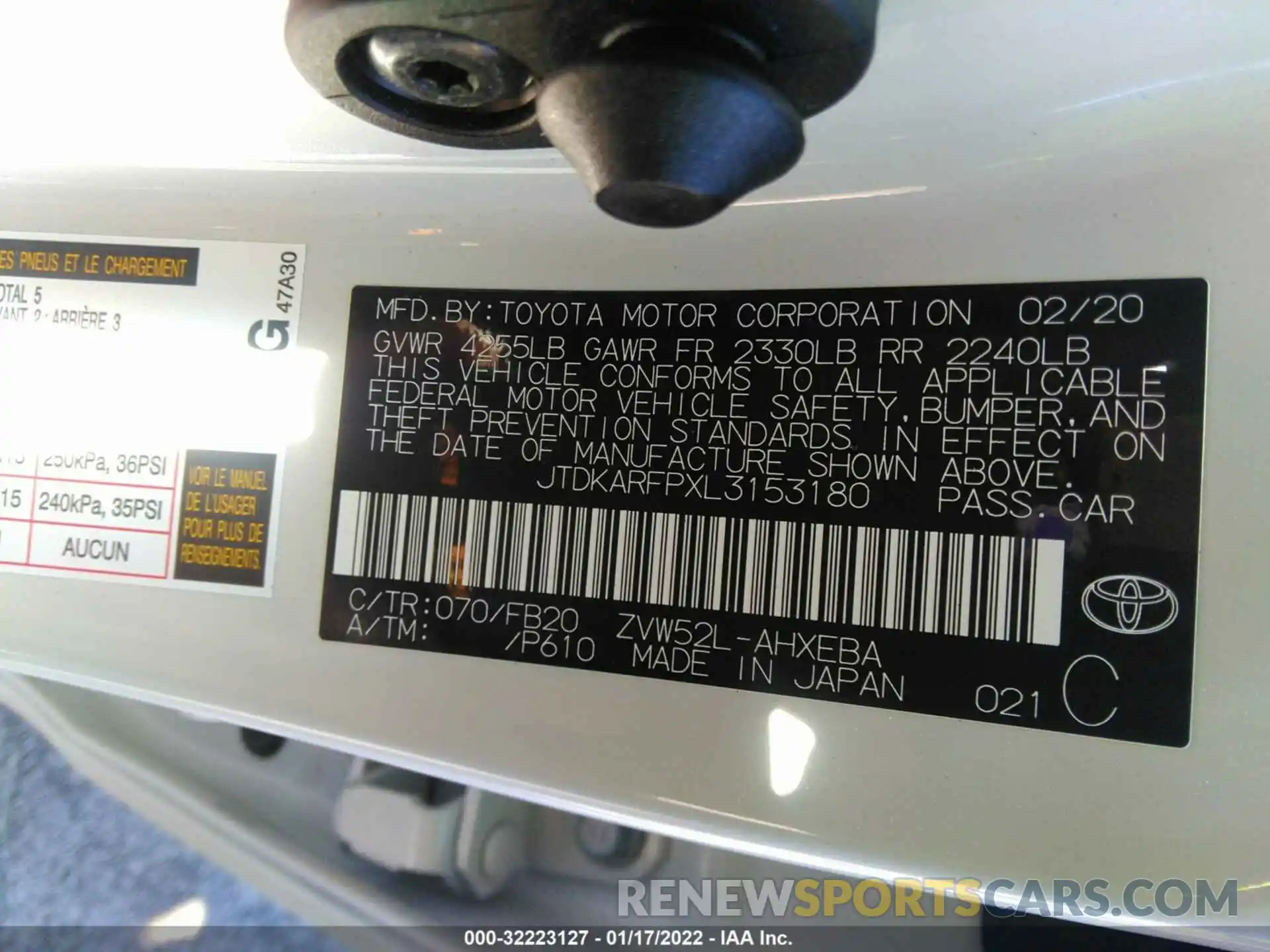 9 Photograph of a damaged car JTDKARFPXL3153180 TOYOTA PRIUS PRIME 2020