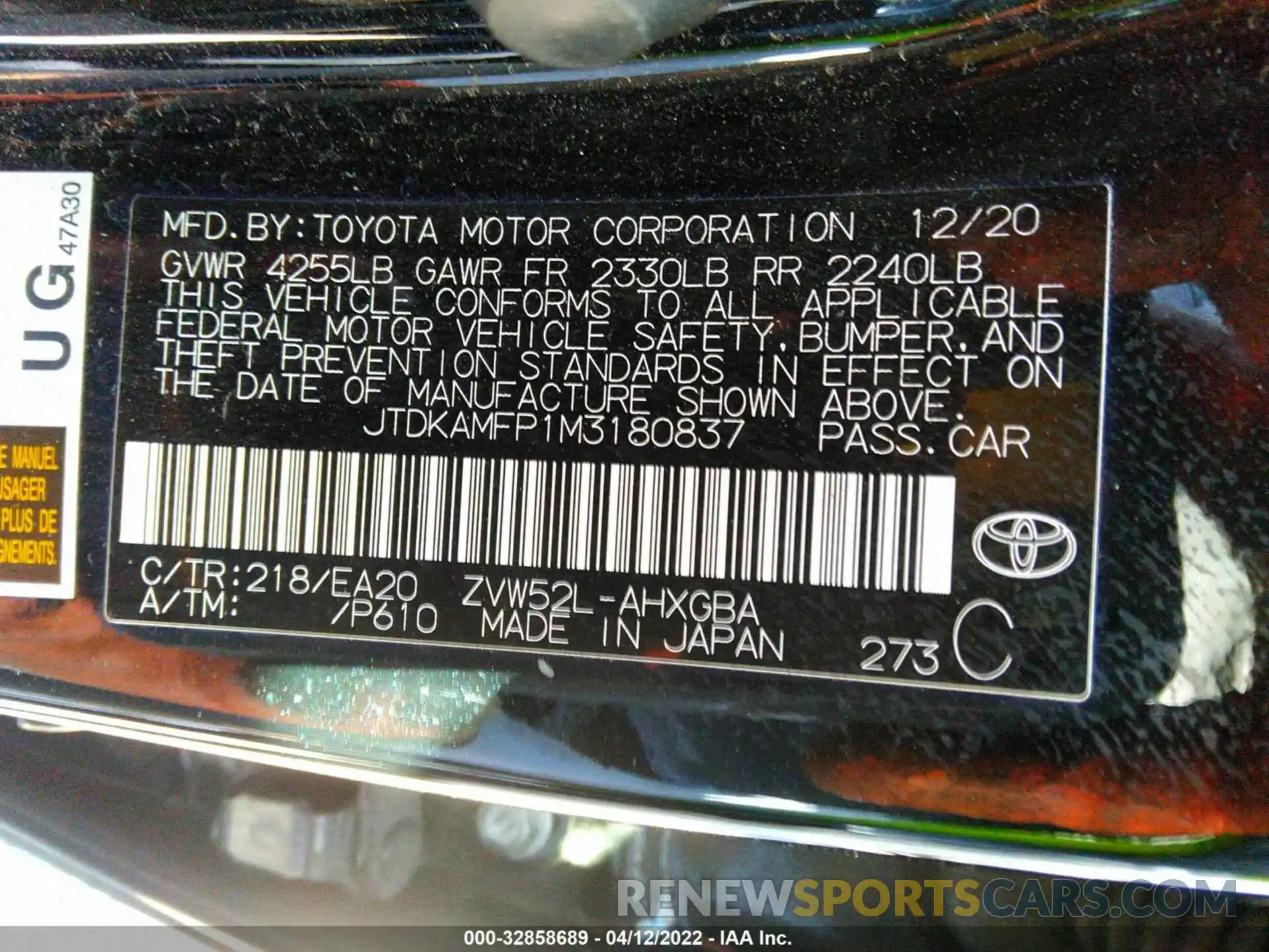 9 Photograph of a damaged car JTDKAMFP1M3180837 TOYOTA PRIUS PRIME 2021