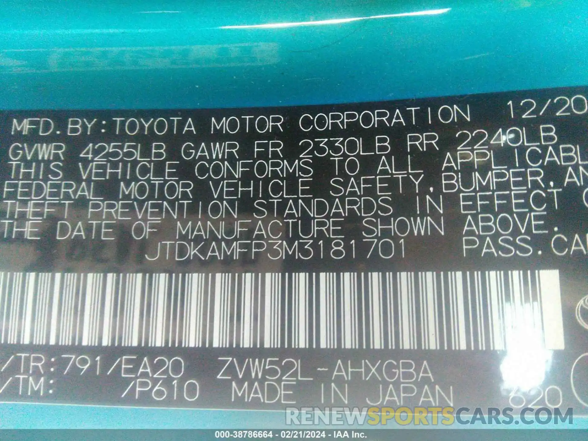 9 Photograph of a damaged car JTDKAMFP3M3181701 TOYOTA PRIUS PRIME 2021