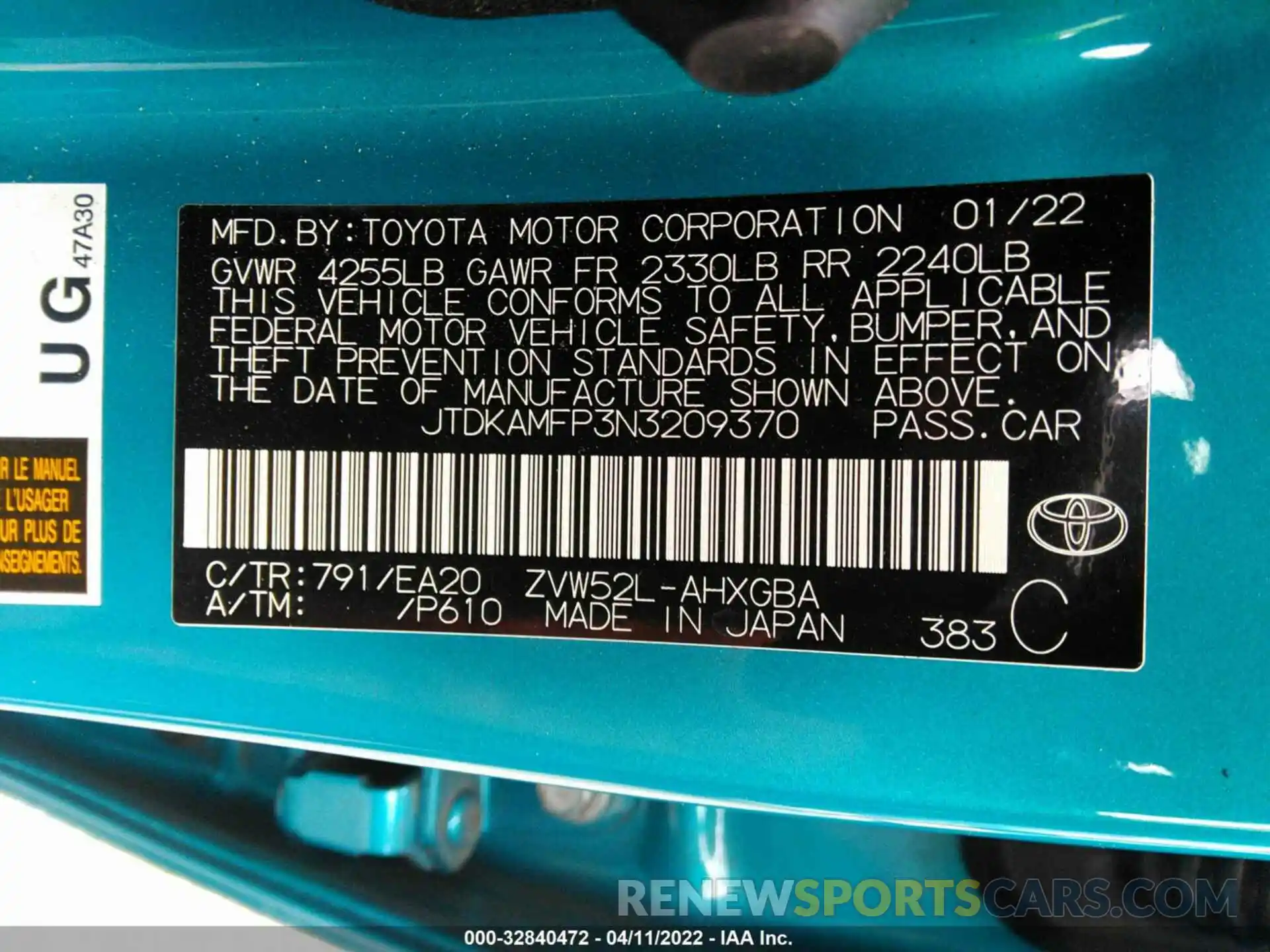 9 Photograph of a damaged car JTDKAMFP3N3209370 TOYOTA PRIUS PRIME 2022