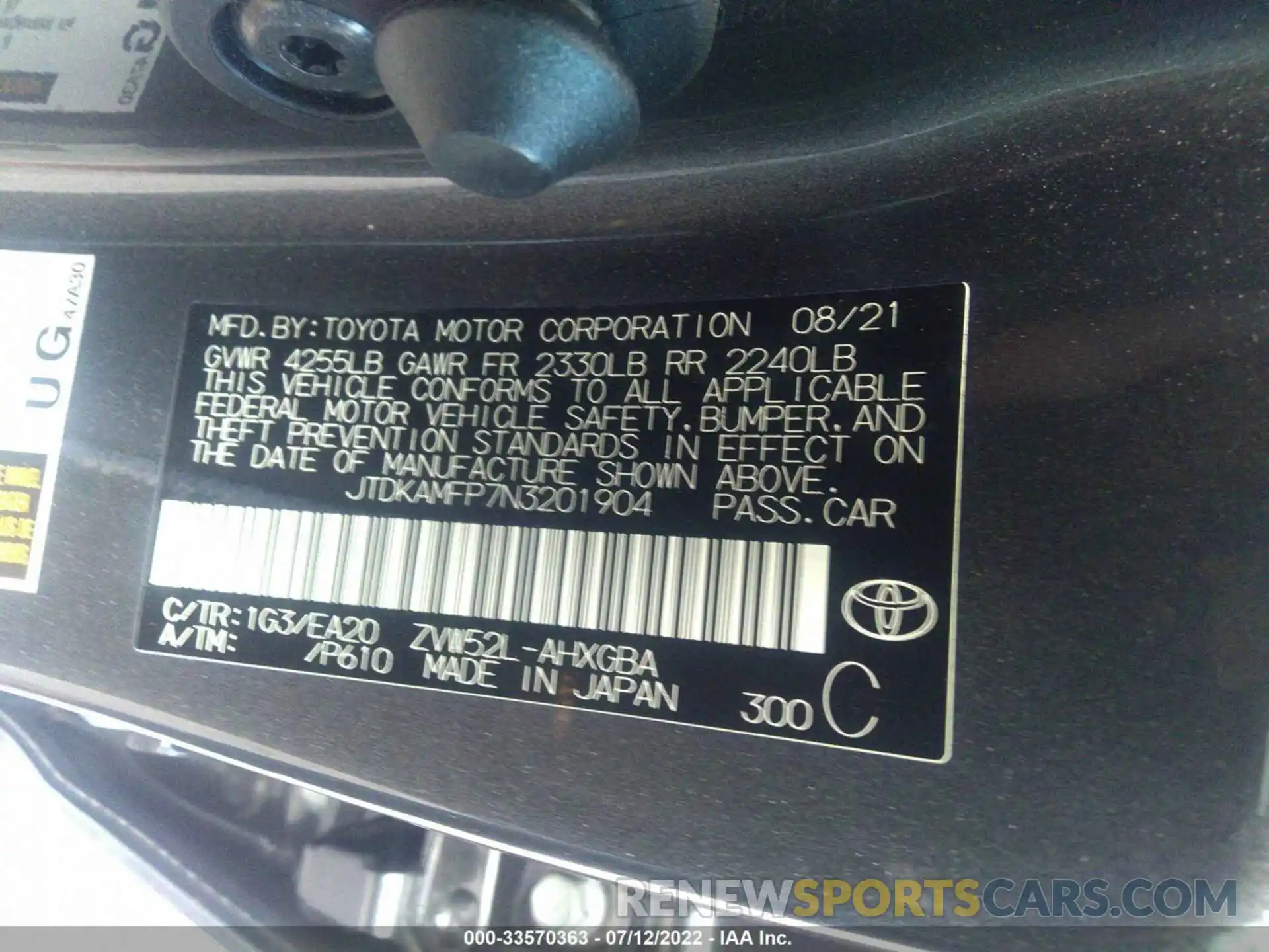 9 Photograph of a damaged car JTDKAMFP7N3201904 TOYOTA PRIUS PRIME 2022