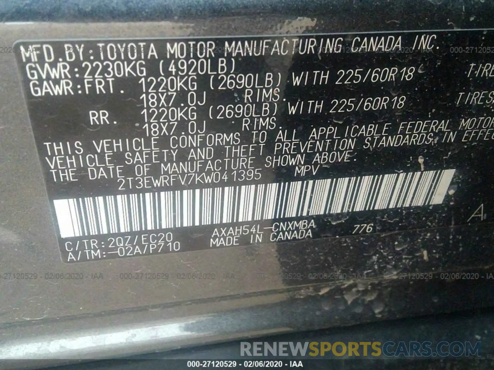 9 Фотография поврежденного автомобиля 2T3EWRFV7KW041395 TOYOTA RAV4 2019