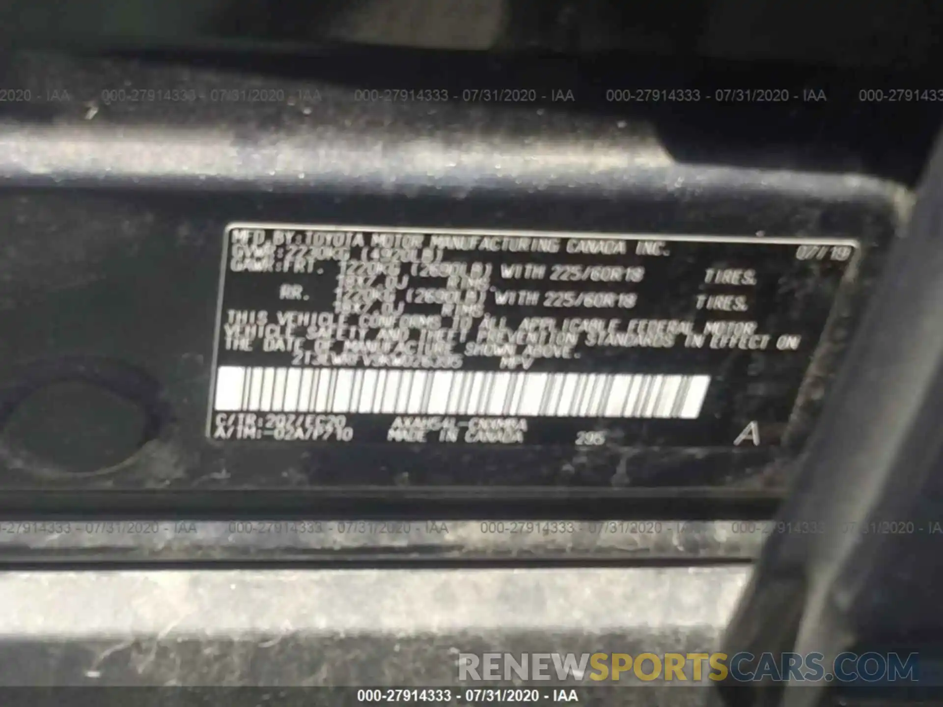 9 Photograph of a damaged car 2T3EWRFV9KW026395 TOYOTA RAV4 2019