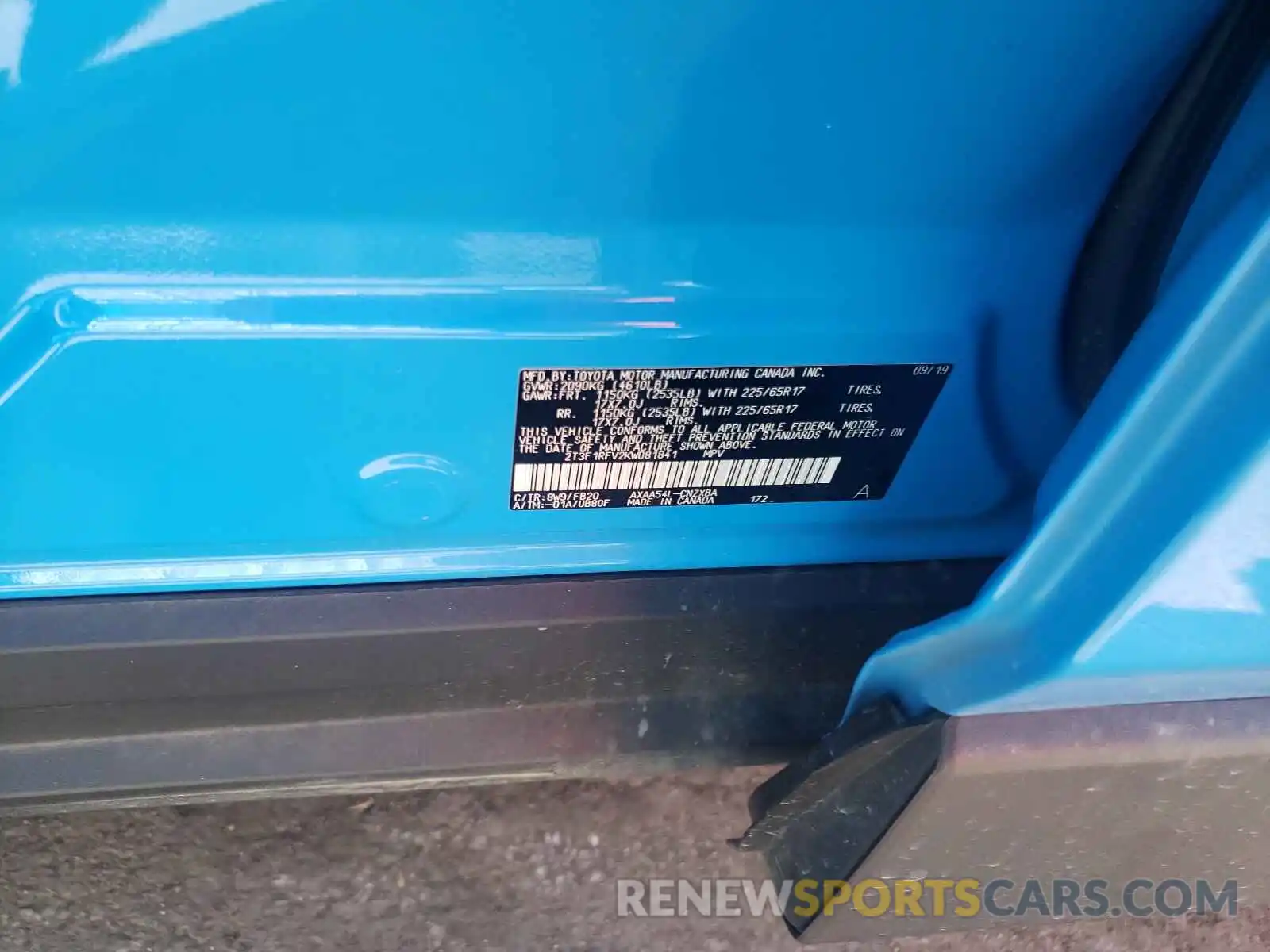 10 Photograph of a damaged car 2T3F1RFV2KW081841 TOYOTA RAV4 2019