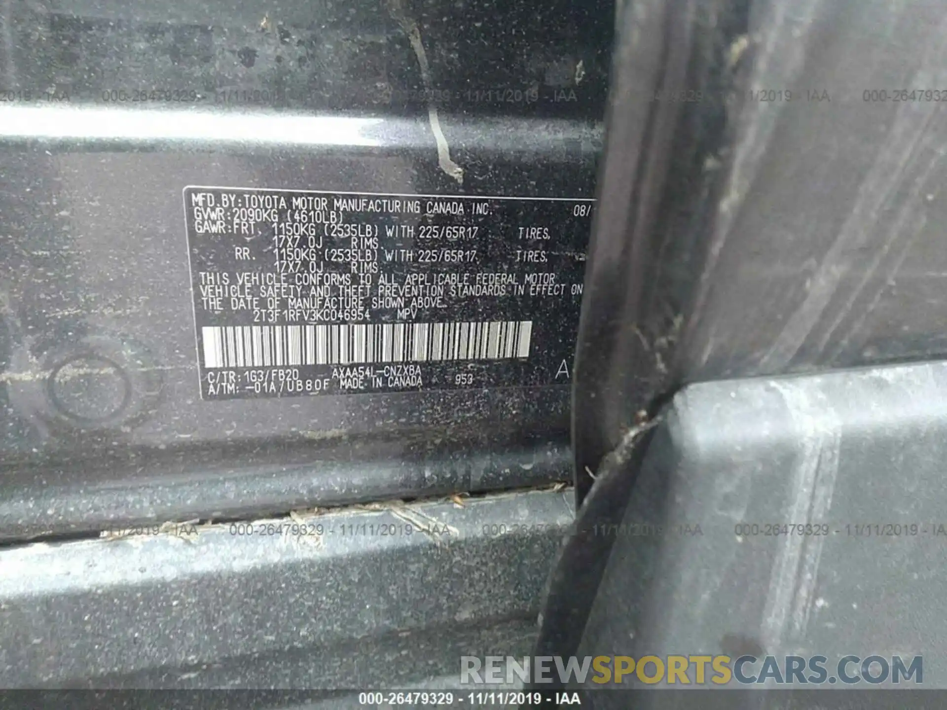 9 Photograph of a damaged car 2T3F1RFV3KC046954 TOYOTA RAV4 2019