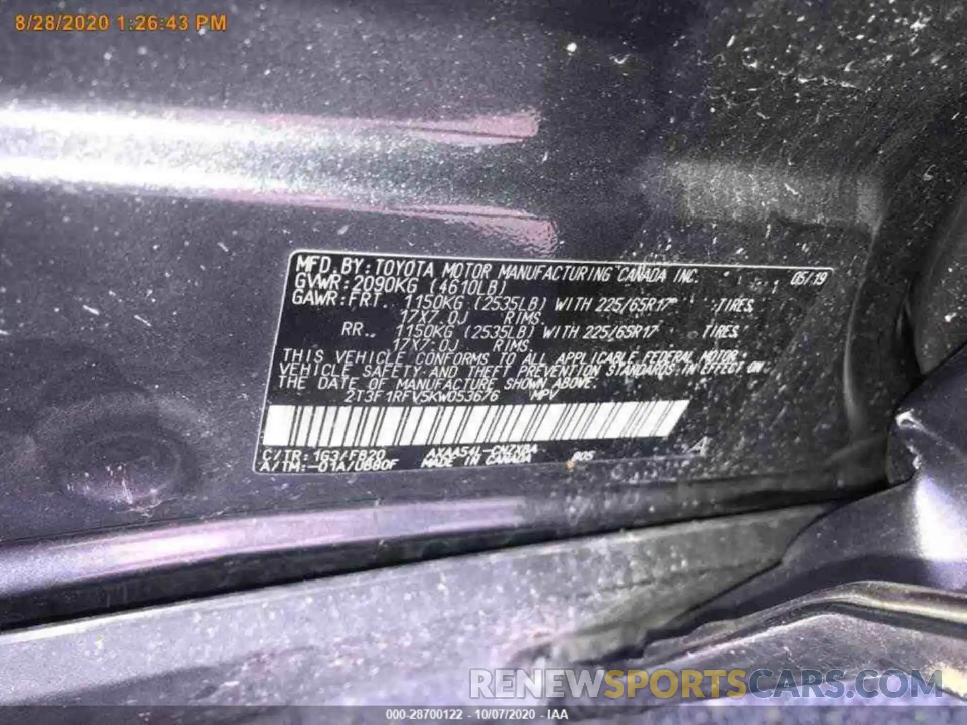 15 Photograph of a damaged car 2T3F1RFV5KW053676 TOYOTA RAV4 2019