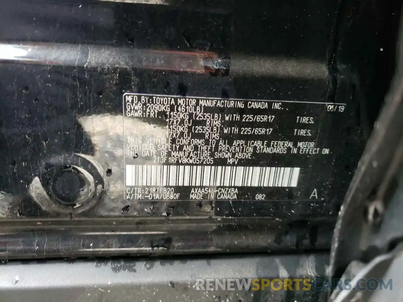 10 Photograph of a damaged car 2T3F1RFV8KW057205 TOYOTA RAV4 2019