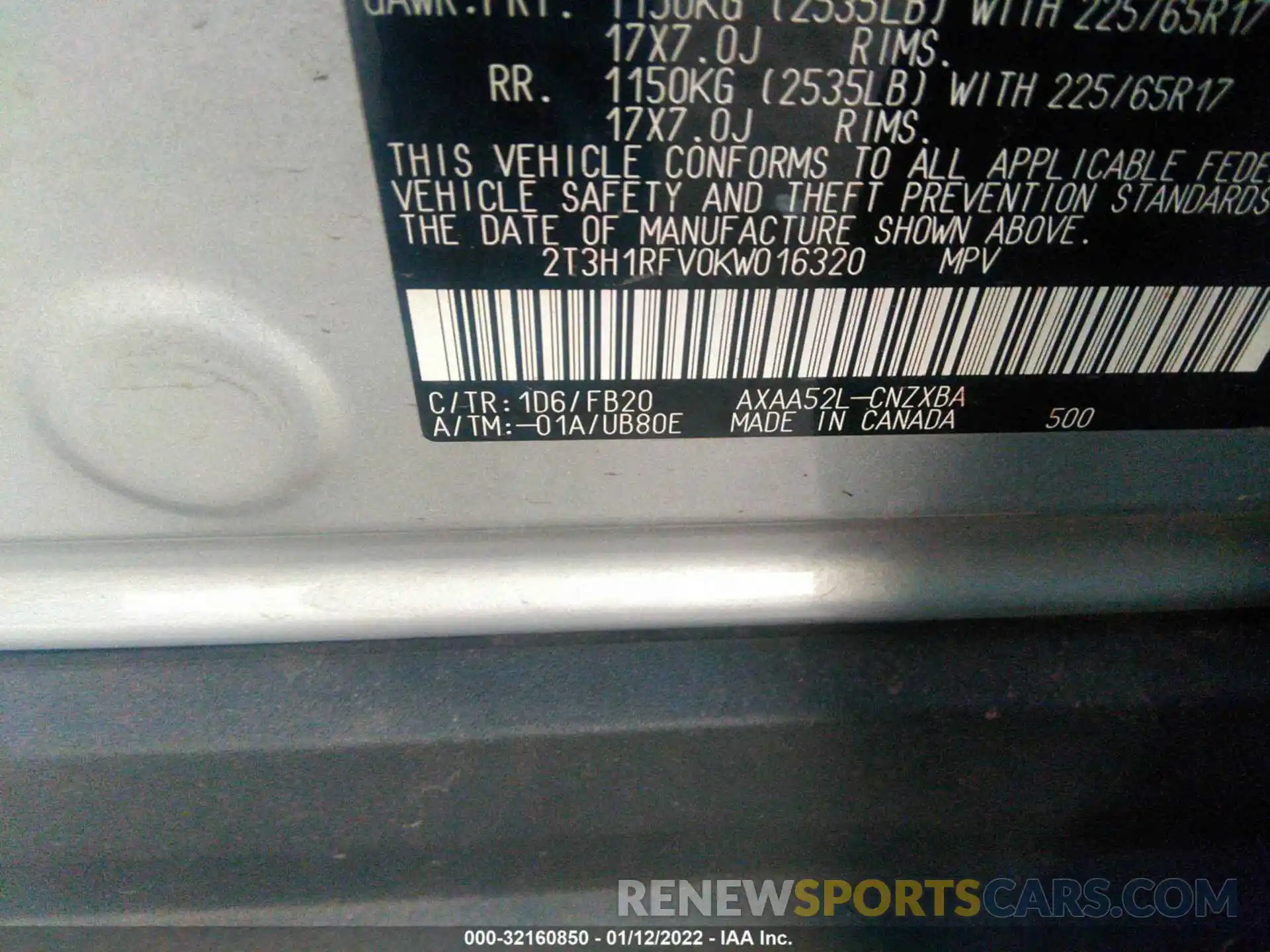 9 Фотография поврежденного автомобиля 2T3H1RFV0KW016320 TOYOTA RAV4 2019