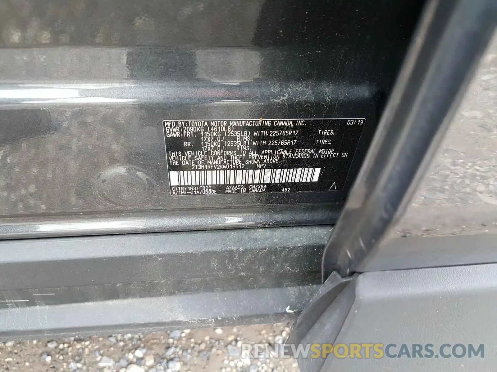 10 Photograph of a damaged car 2T3H1RFV2KW019512 TOYOTA RAV4 2019