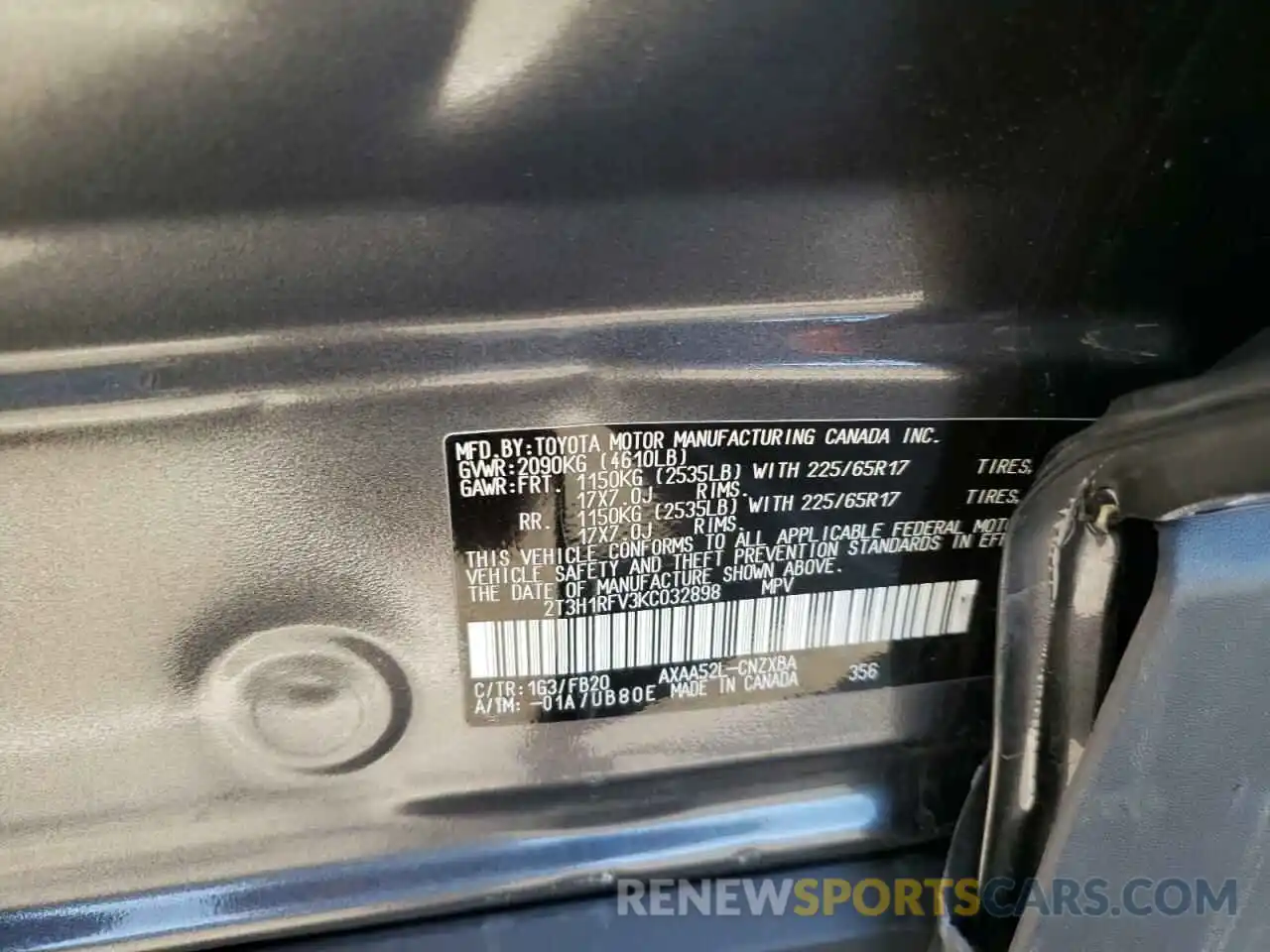 10 Фотография поврежденного автомобиля 2T3H1RFV3KC032898 TOYOTA RAV4 2019